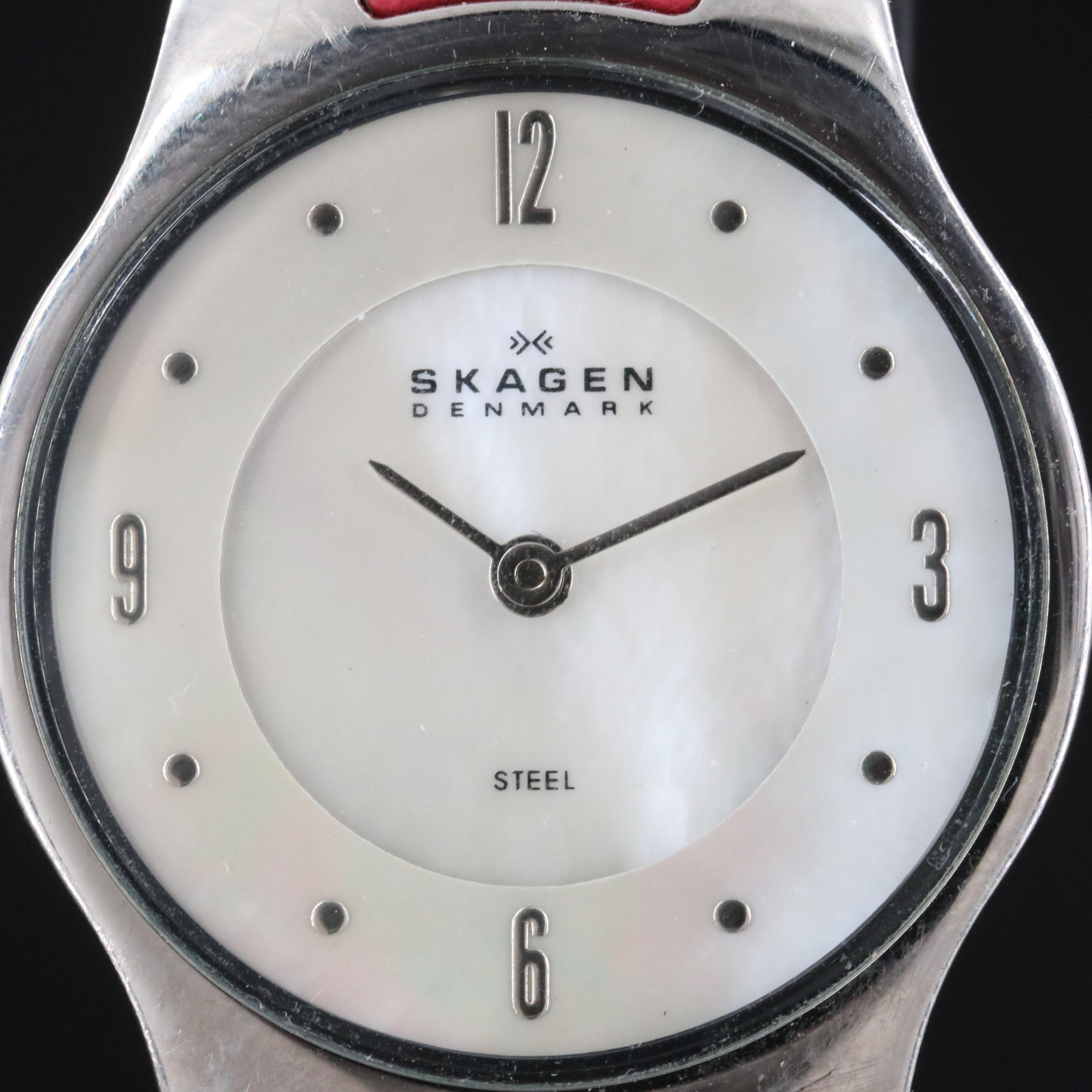 Skagen Denmark Steel Mother-of-Pearl Dial Slim Quartz Watch