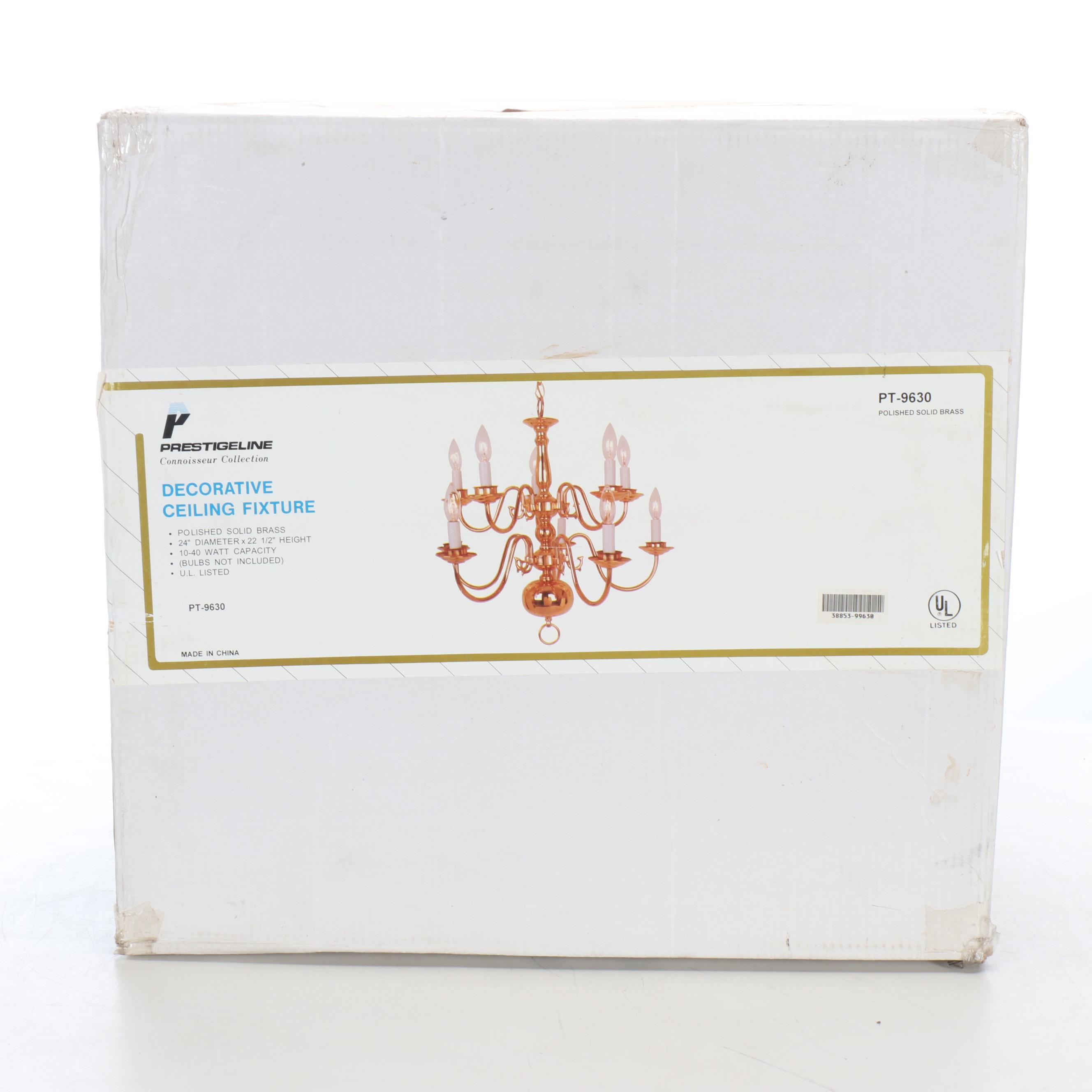 Prestigeline Dutch Baroque Polished Brass Ten-Arm Chandelier