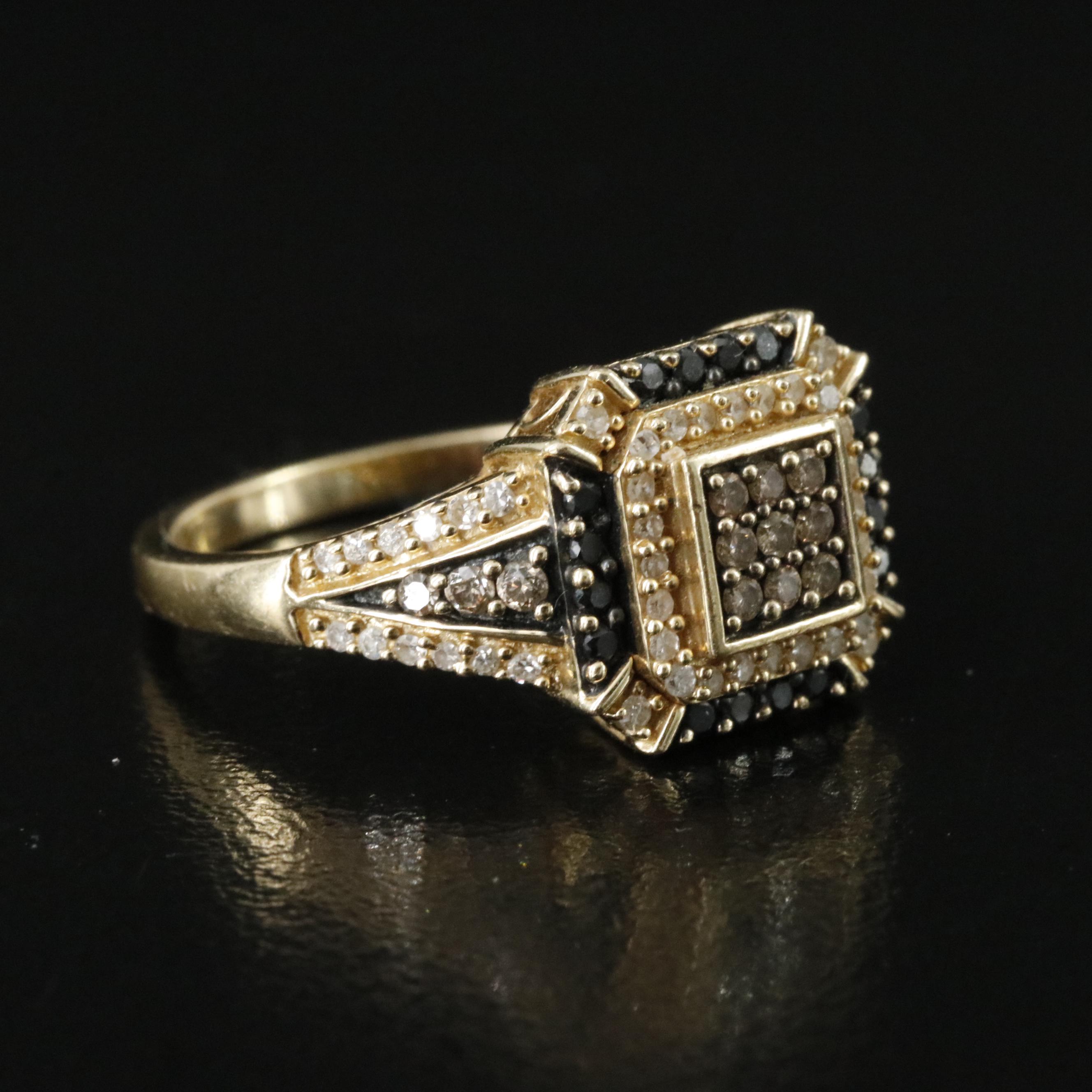 14K 0.54 CTW Diamond Ring with Fancy Black Diamonds