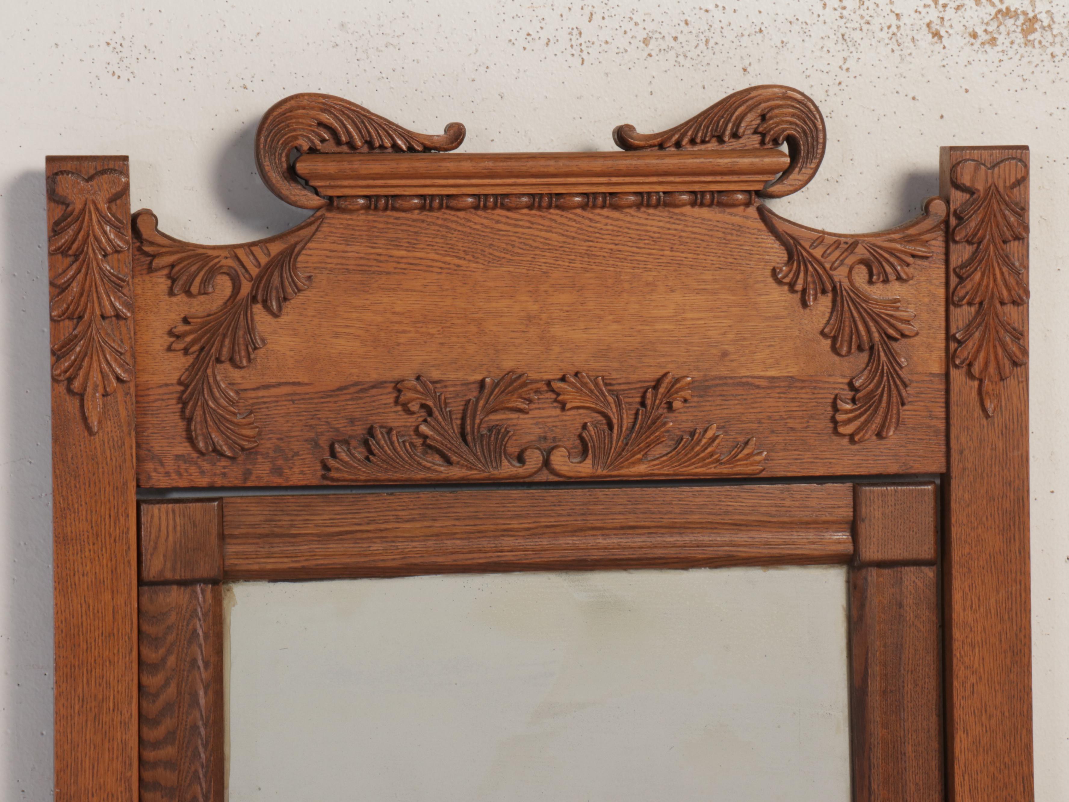 Victorian Oak Washstand with Mirror, Late 19th/Early 20th Century