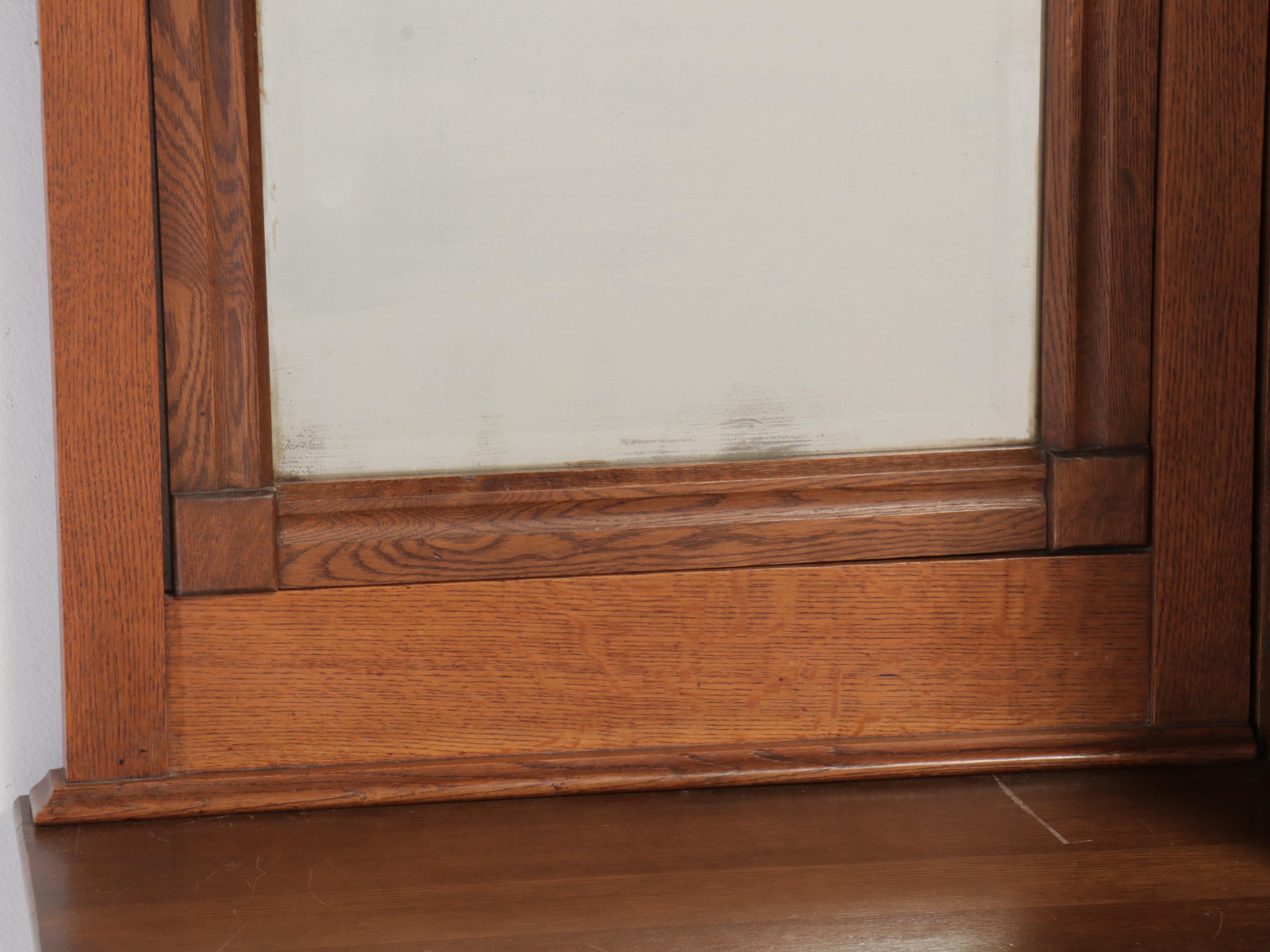 Victorian Oak Washstand with Mirror, Late 19th/Early 20th Century