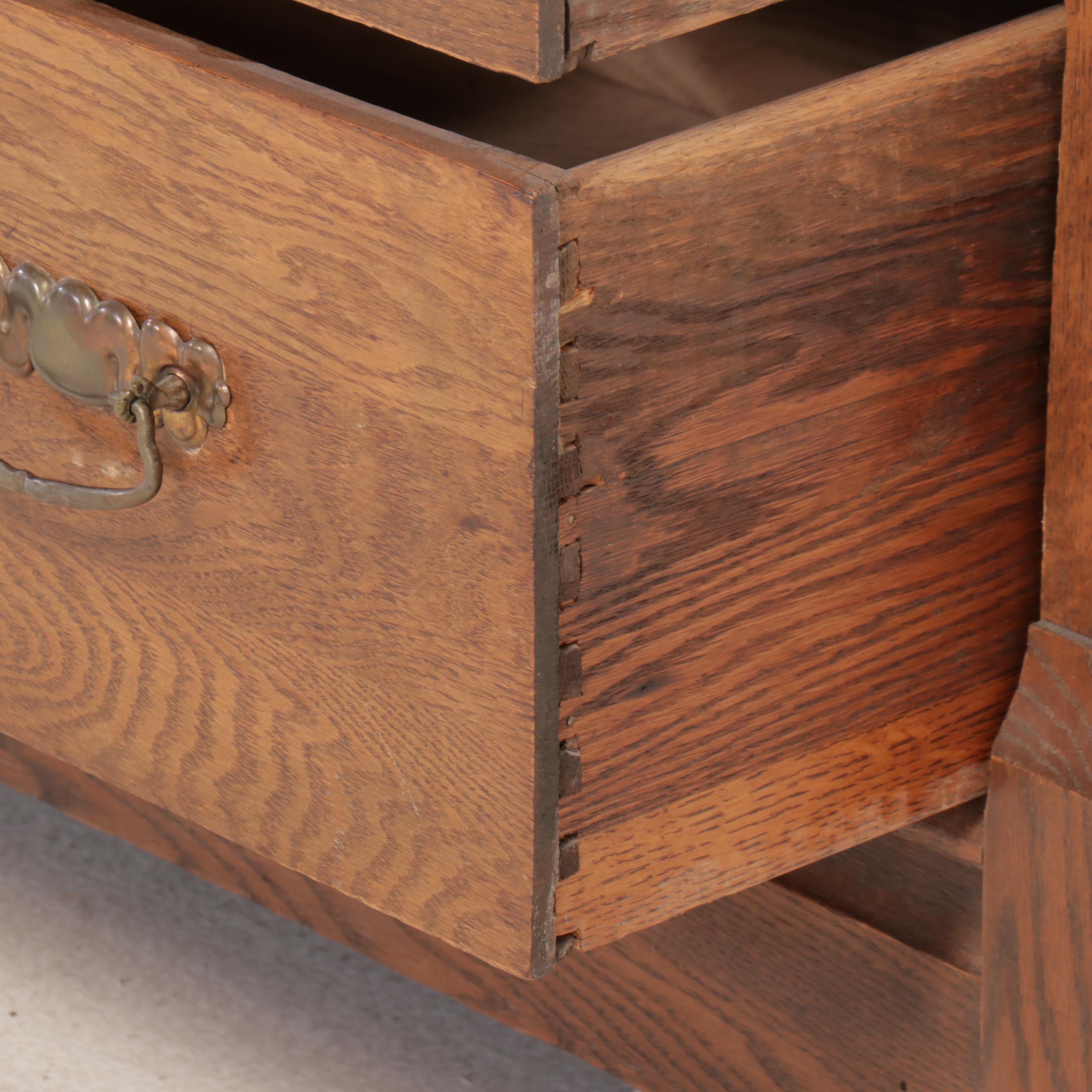 Victorian Oak Washstand with Mirror, Late 19th/Early 20th Century