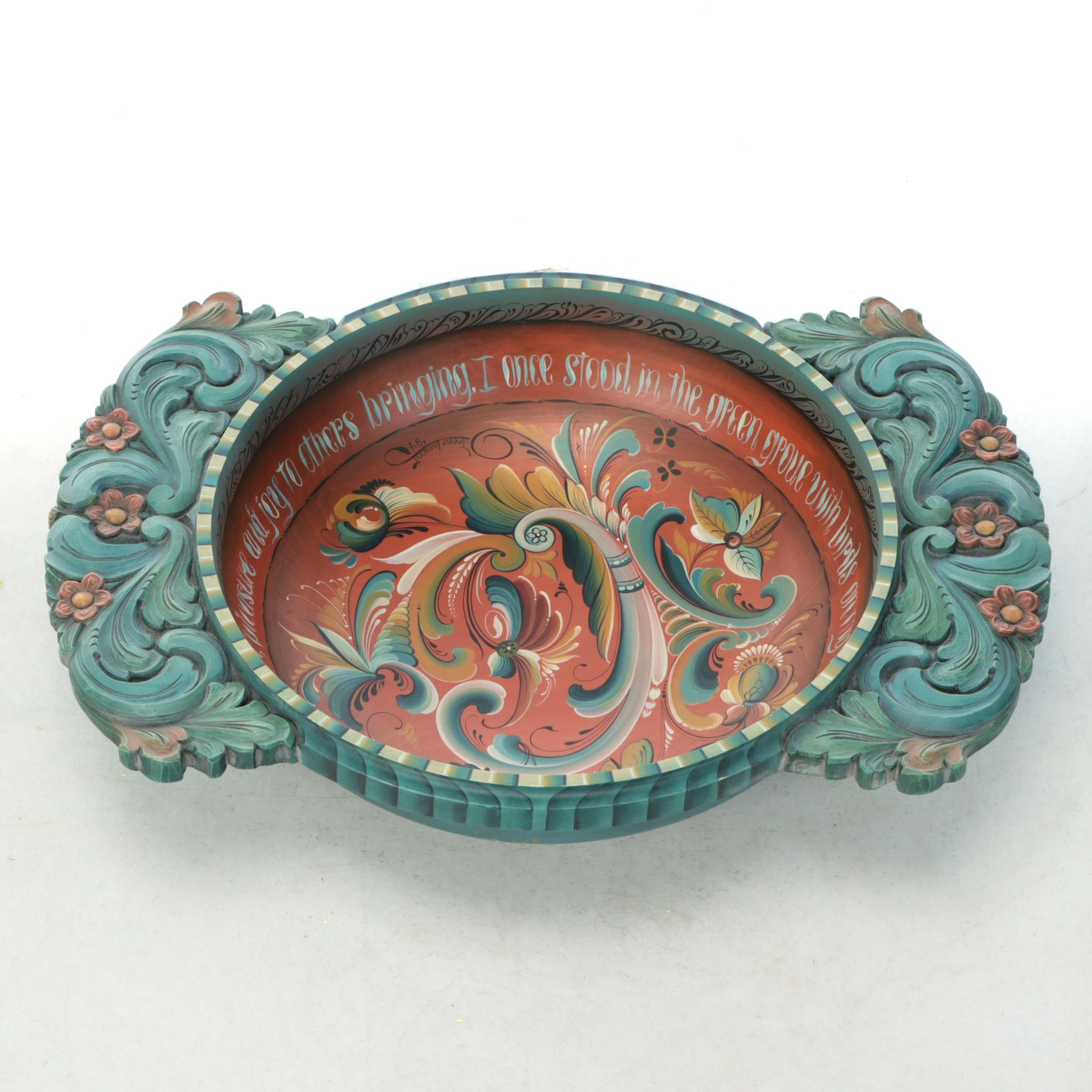 Artist Signed Polychrome Carved Wood Wall Art, 1994