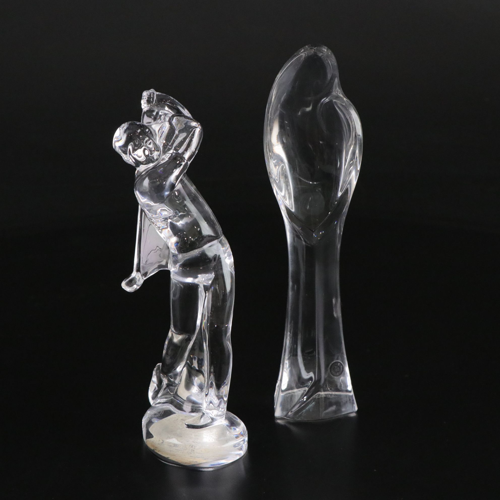 Baccarat Crystal Golf Figurine with Val St. Lambert Madonna and Child Figurine