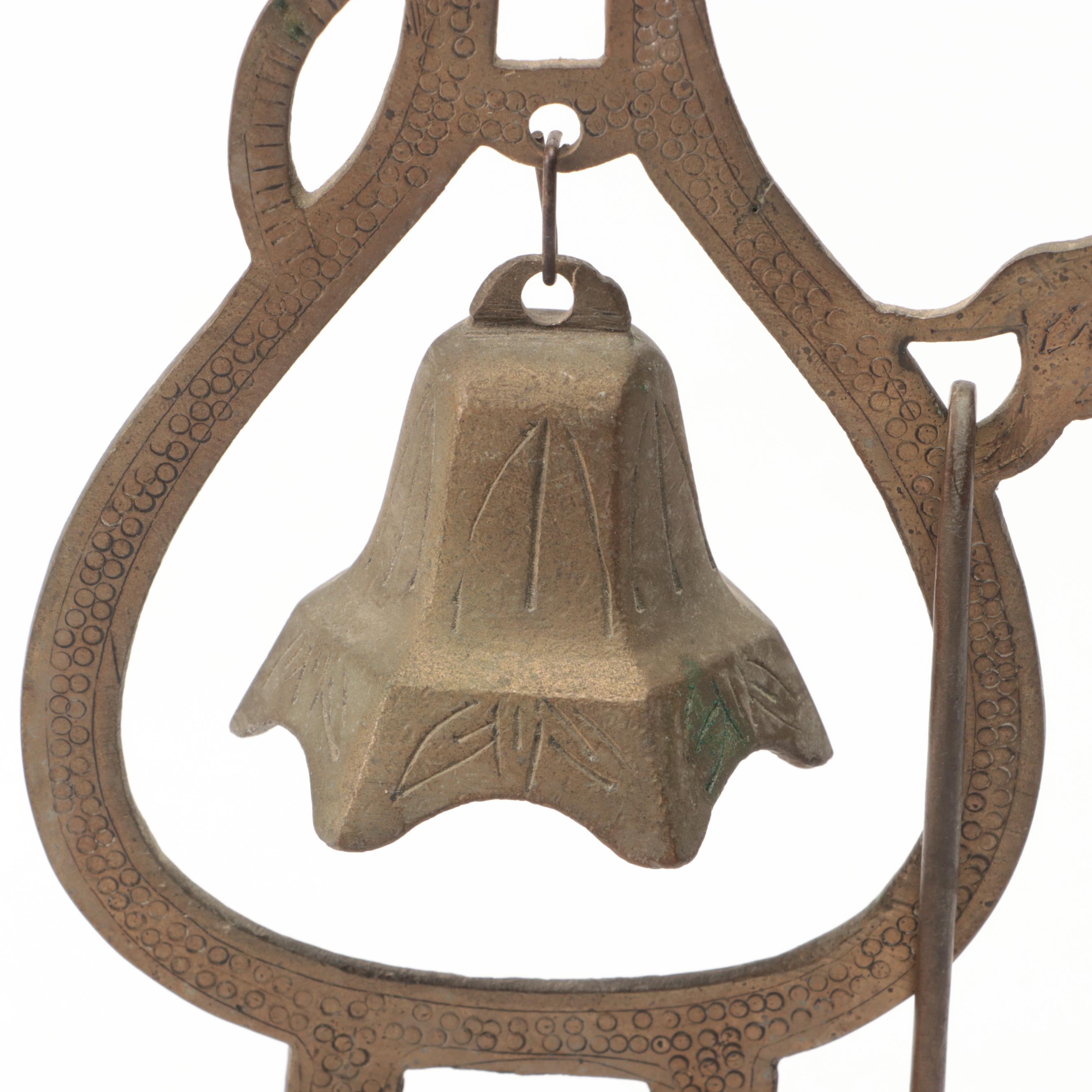 Lewis Buckles Pewter Belt Buckle, Chinese Brass Bell, and Animal Door Knockers