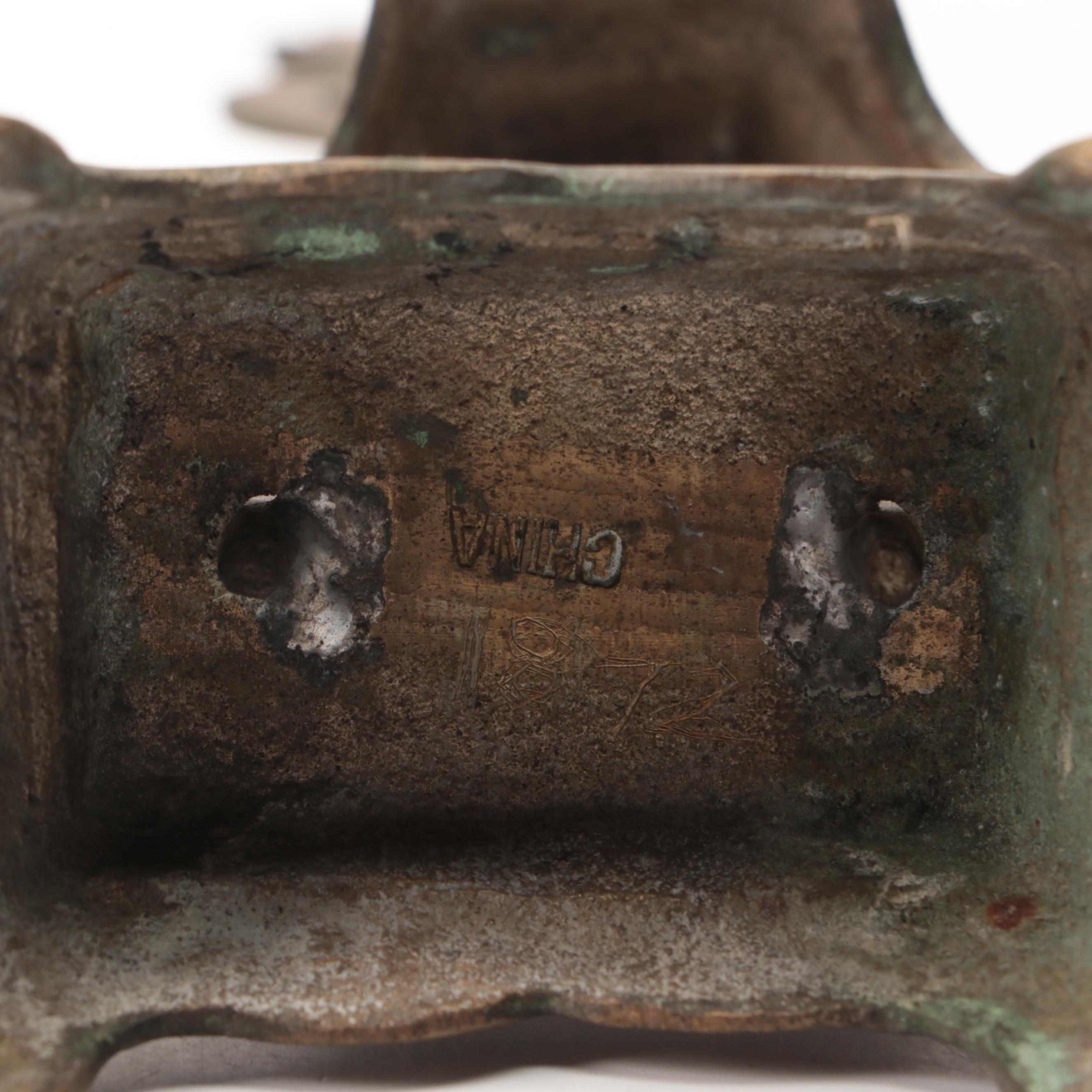 Lewis Buckles Pewter Belt Buckle, Chinese Brass Bell, and Animal Door Knockers