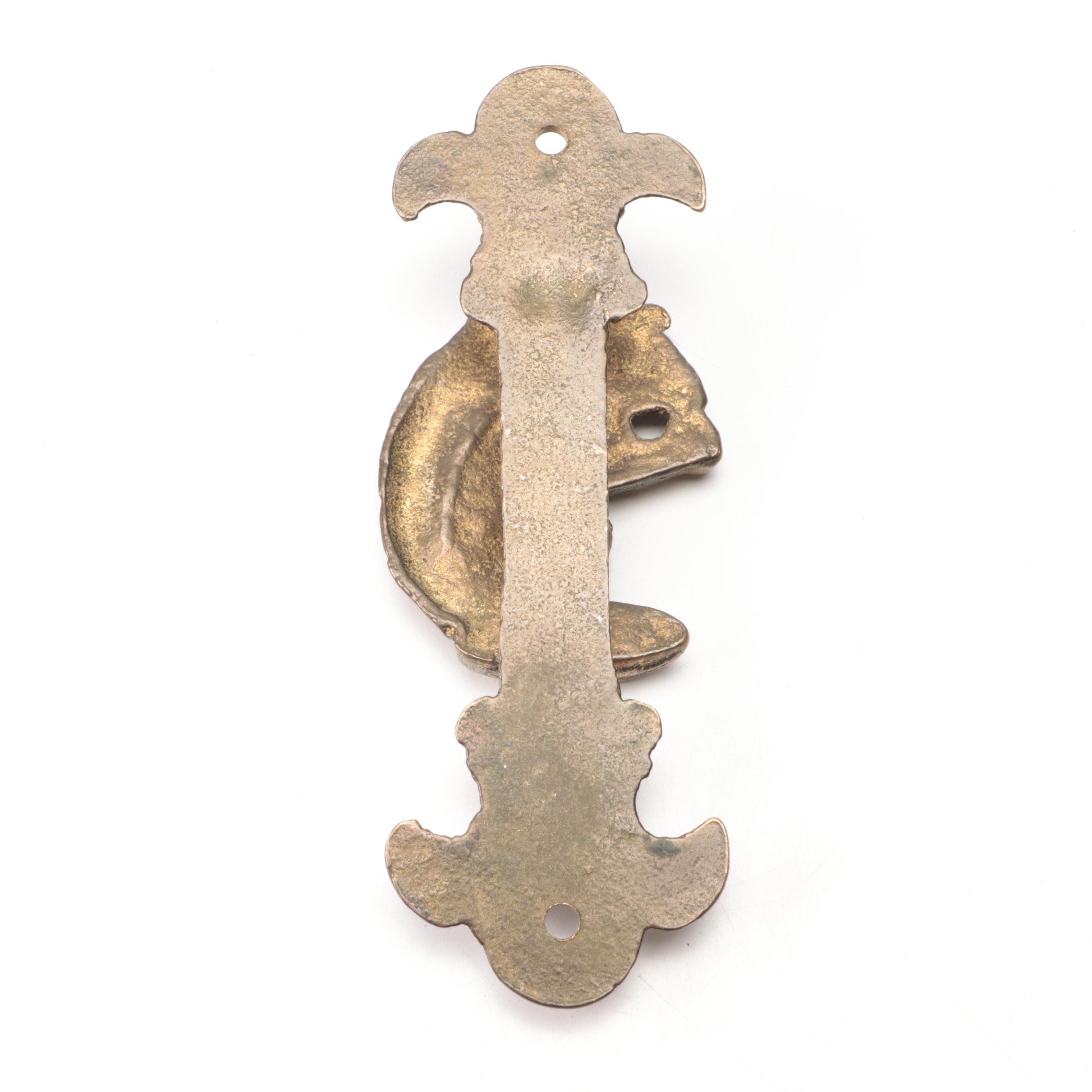 Lewis Buckles Pewter Belt Buckle, Chinese Brass Bell, and Animal Door Knockers