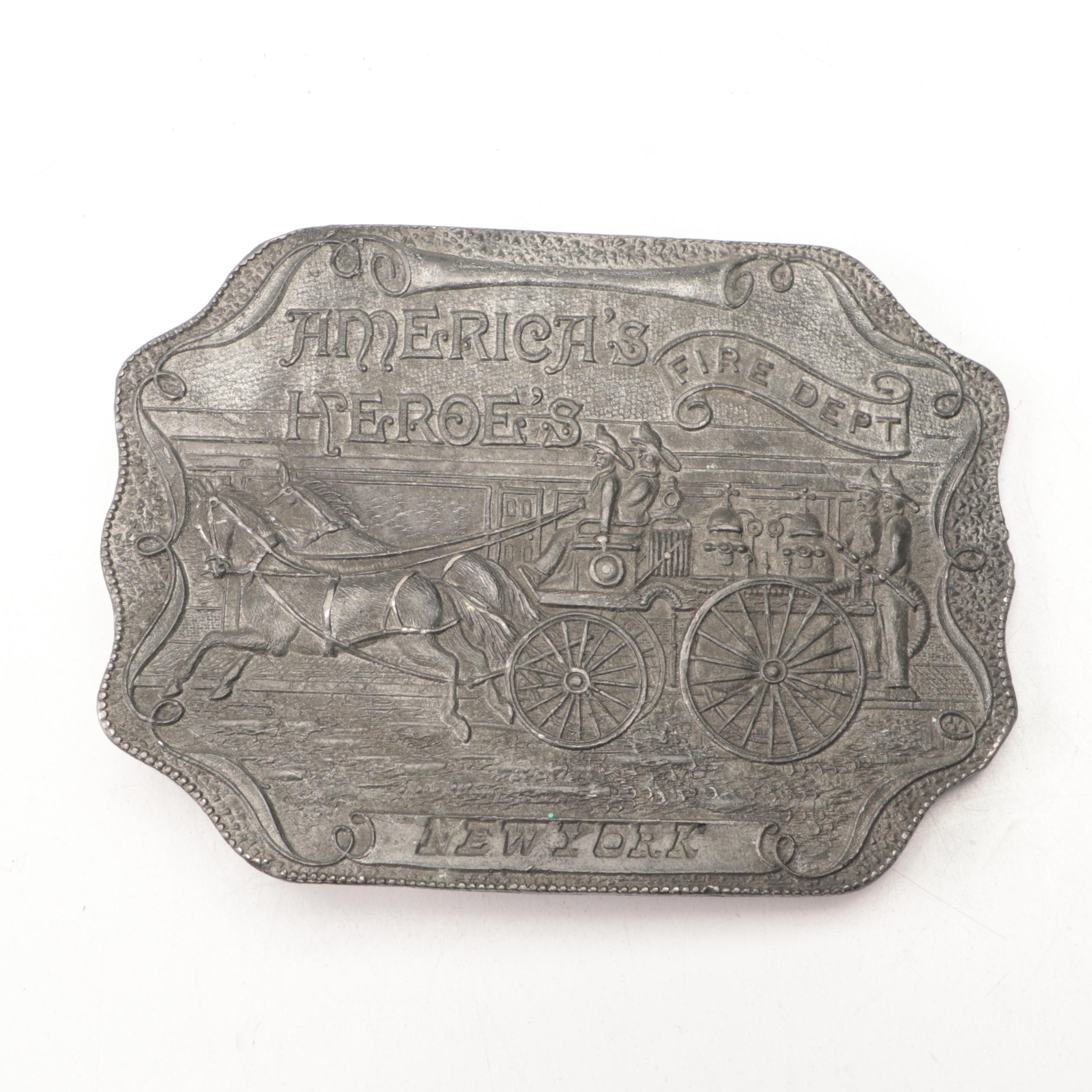 Lewis Buckles Pewter Belt Buckle, Chinese Brass Bell, and Animal Door Knockers