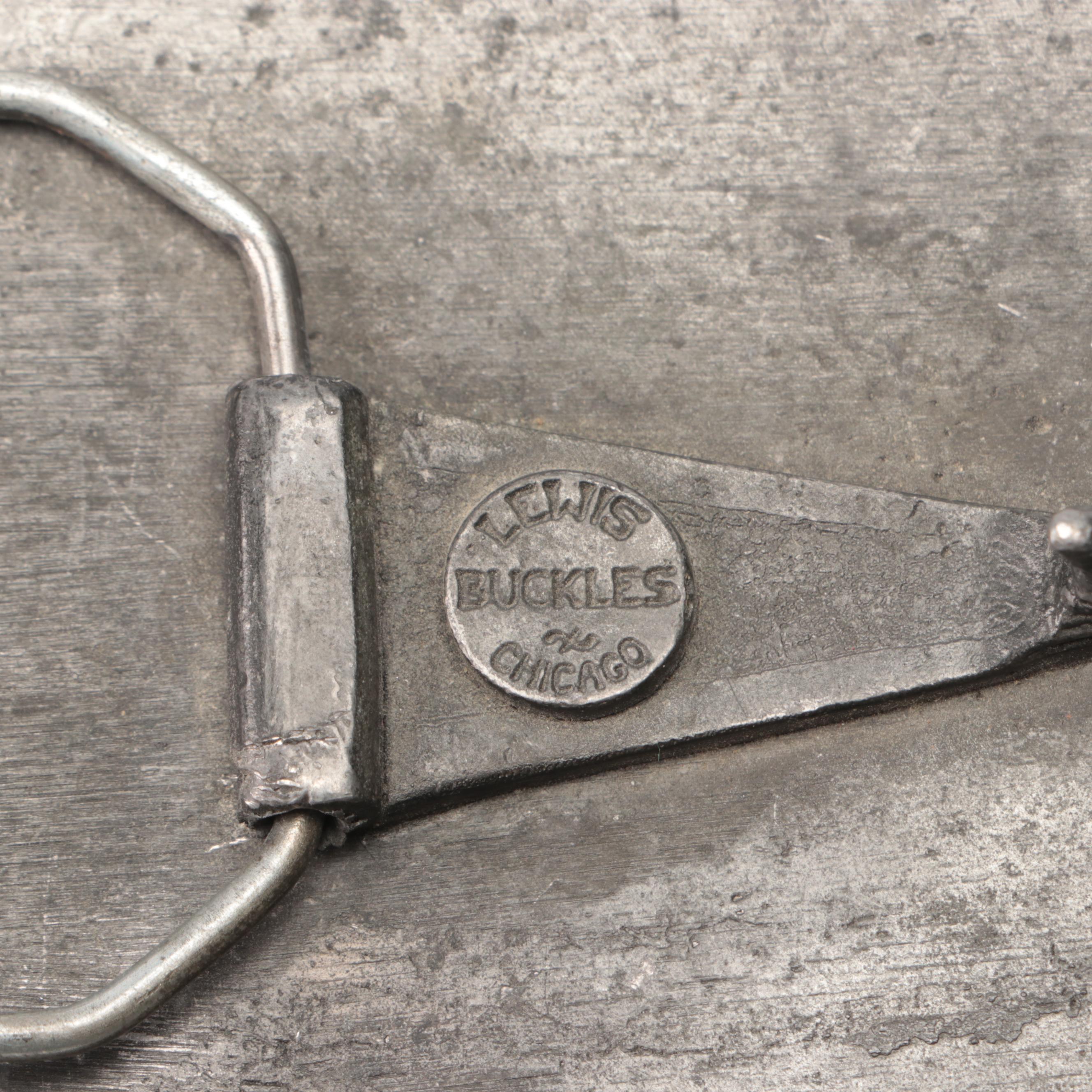 Lewis Buckles Pewter Belt Buckle, Chinese Brass Bell, and Animal Door Knockers