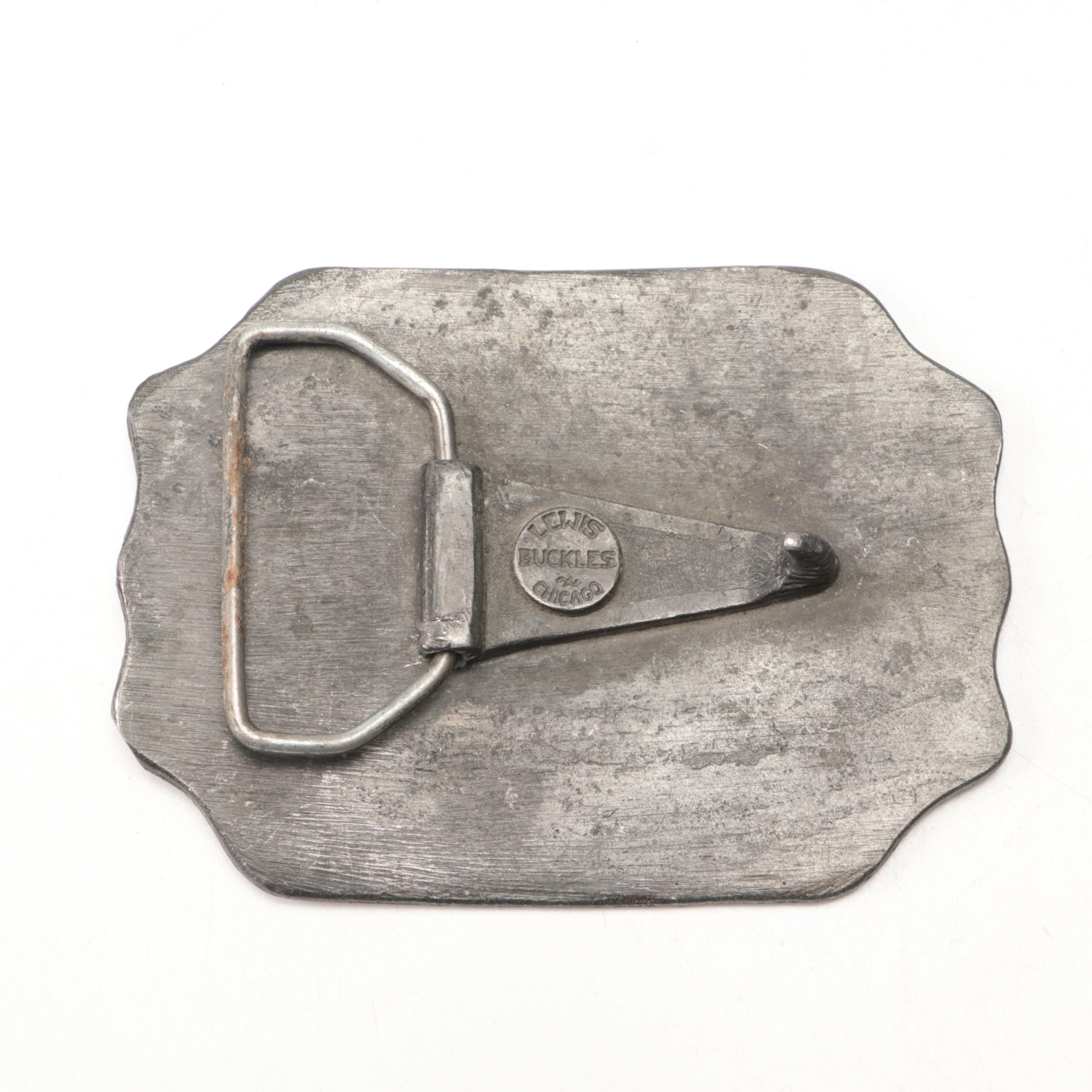 Lewis Buckles Pewter Belt Buckle, Chinese Brass Bell, and Animal Door Knockers