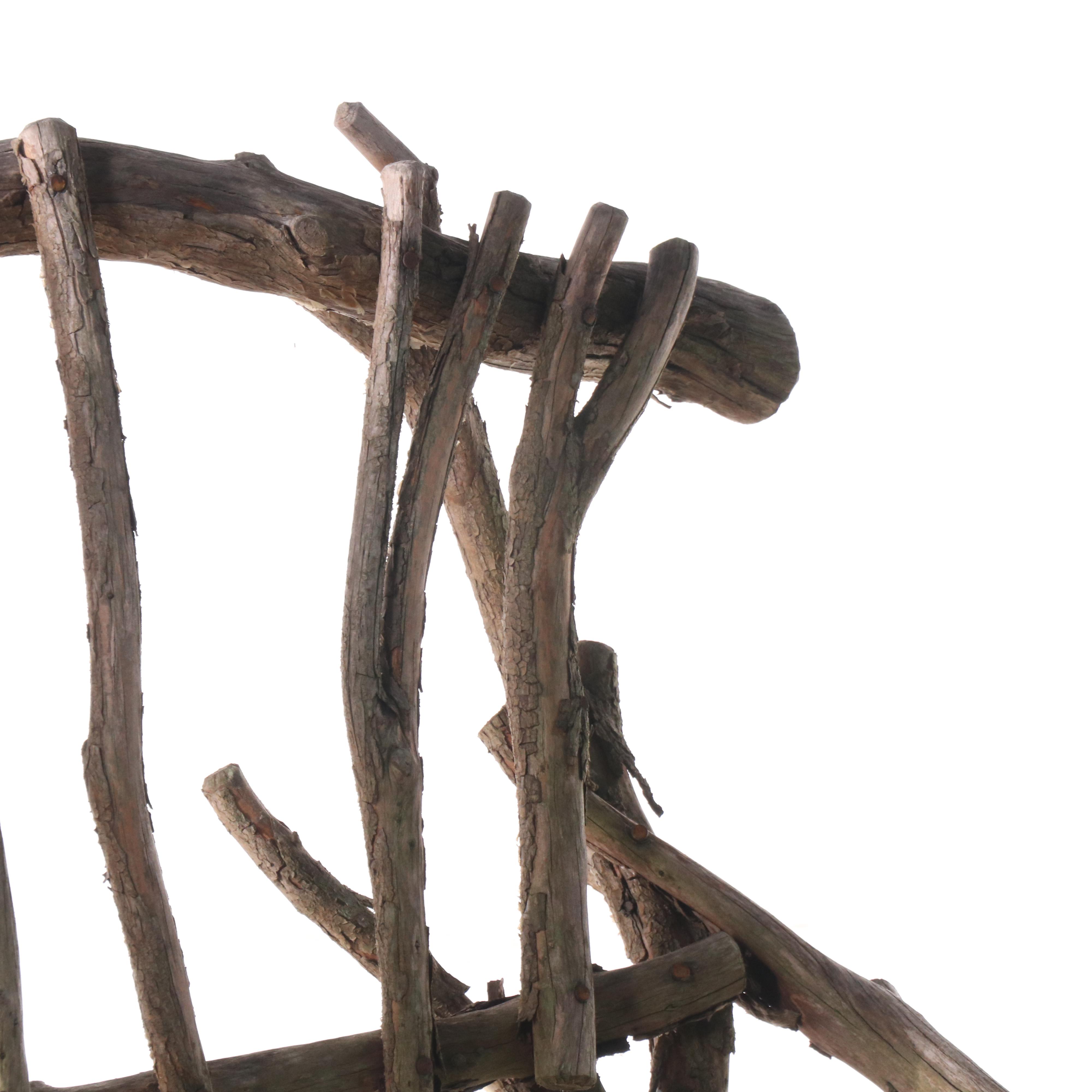 Robert Beaven Adirondack Style Handmade Twig and Branch Armchair, 20th Century