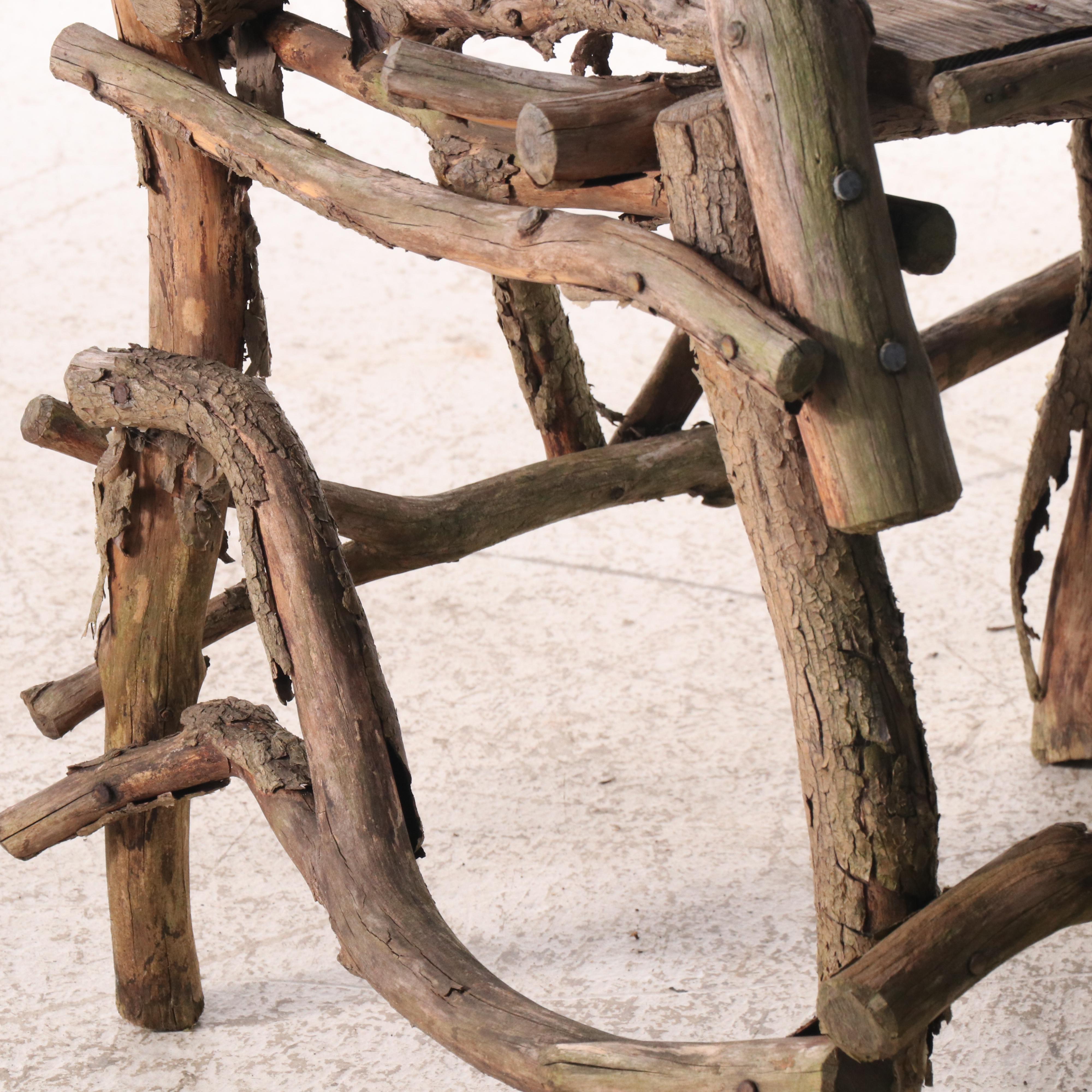 Robert Beaven Adirondack Style Handmade Twig and Branch Armchair, 20th Century