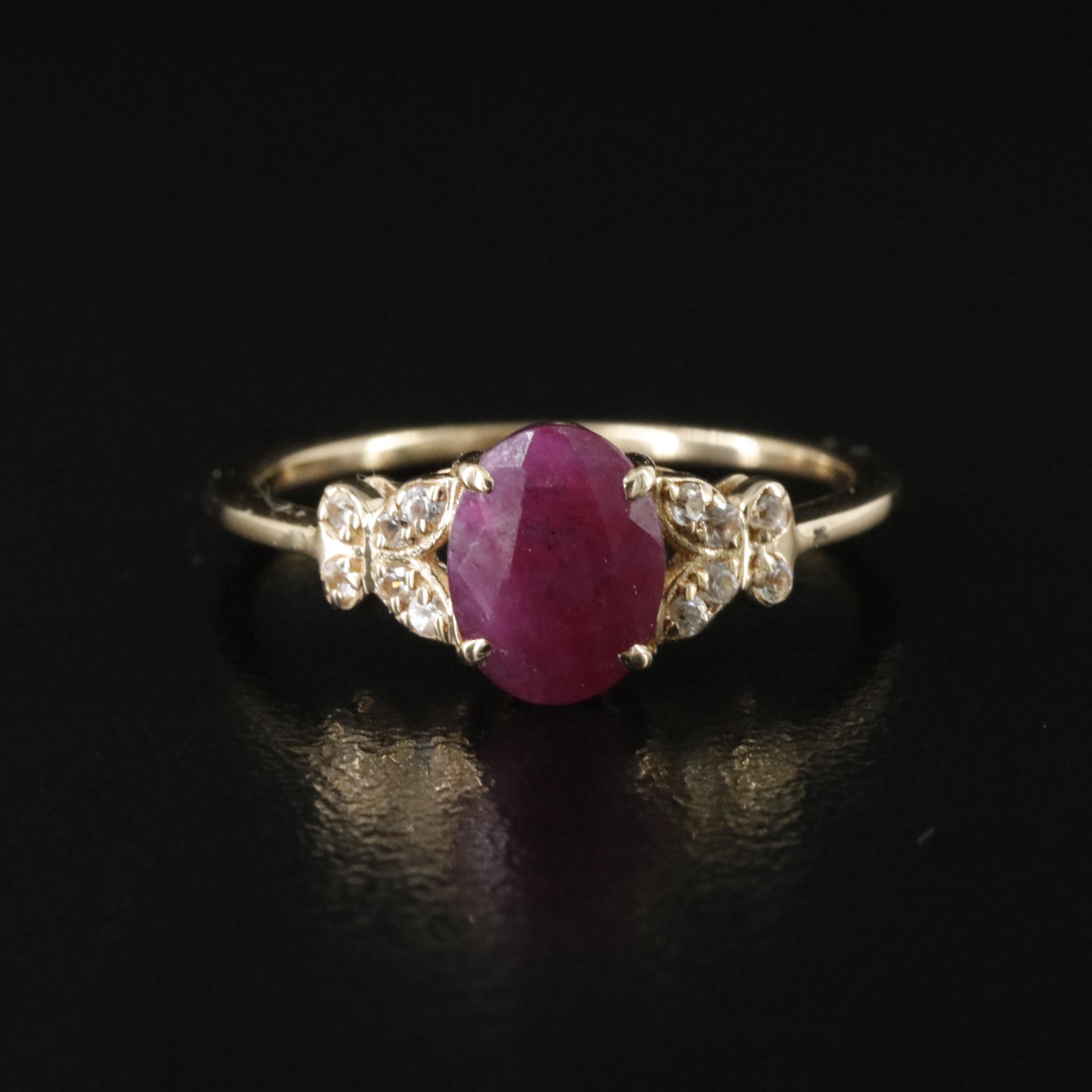 14K 1.21 CT Ruby and White Sapphire Ring