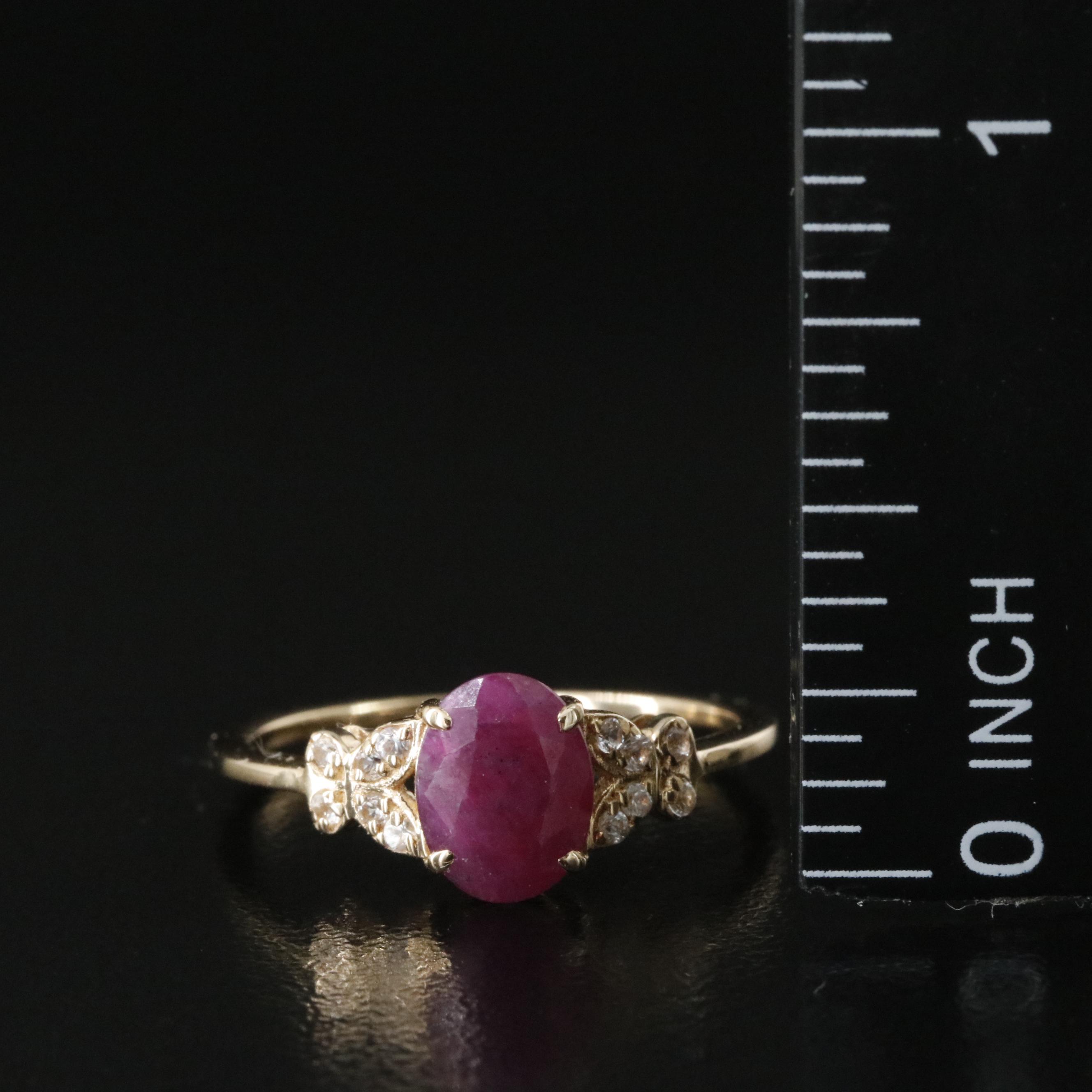 14K 1.21 CT Ruby and White Sapphire Ring