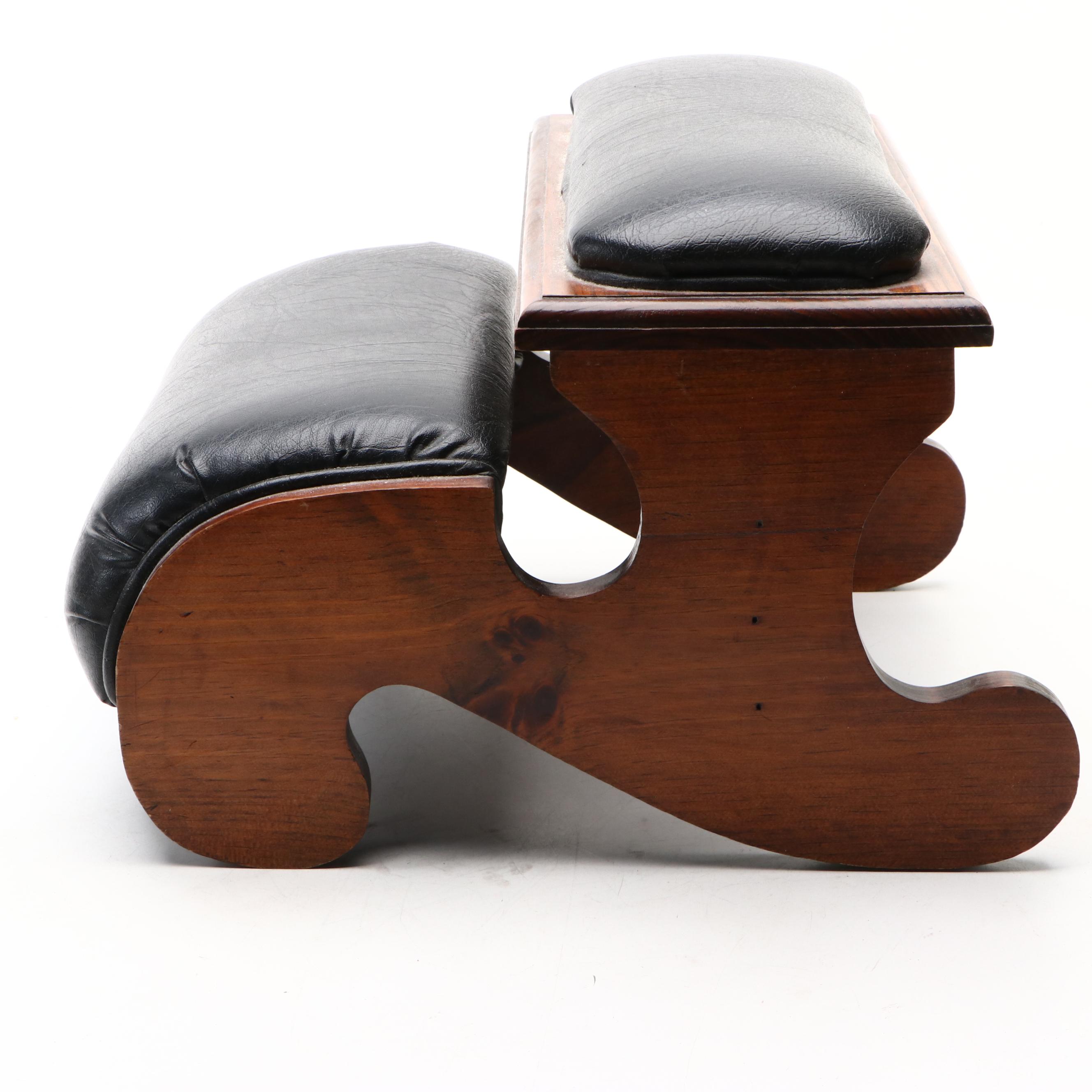 Leather and Wood Kneeling Bench