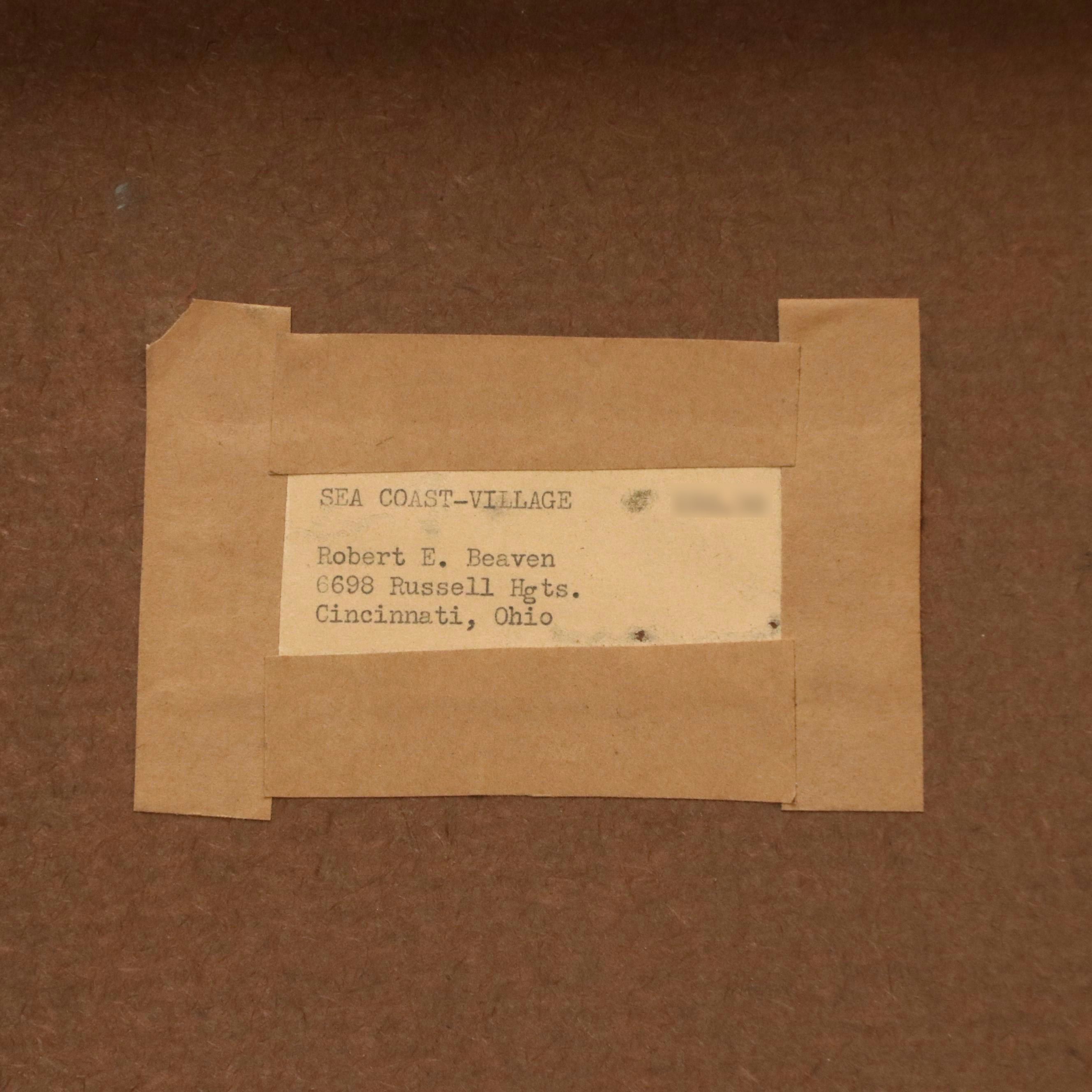 Robert Beaven Geometric Mixed Media Painting "Sea Coast Village"