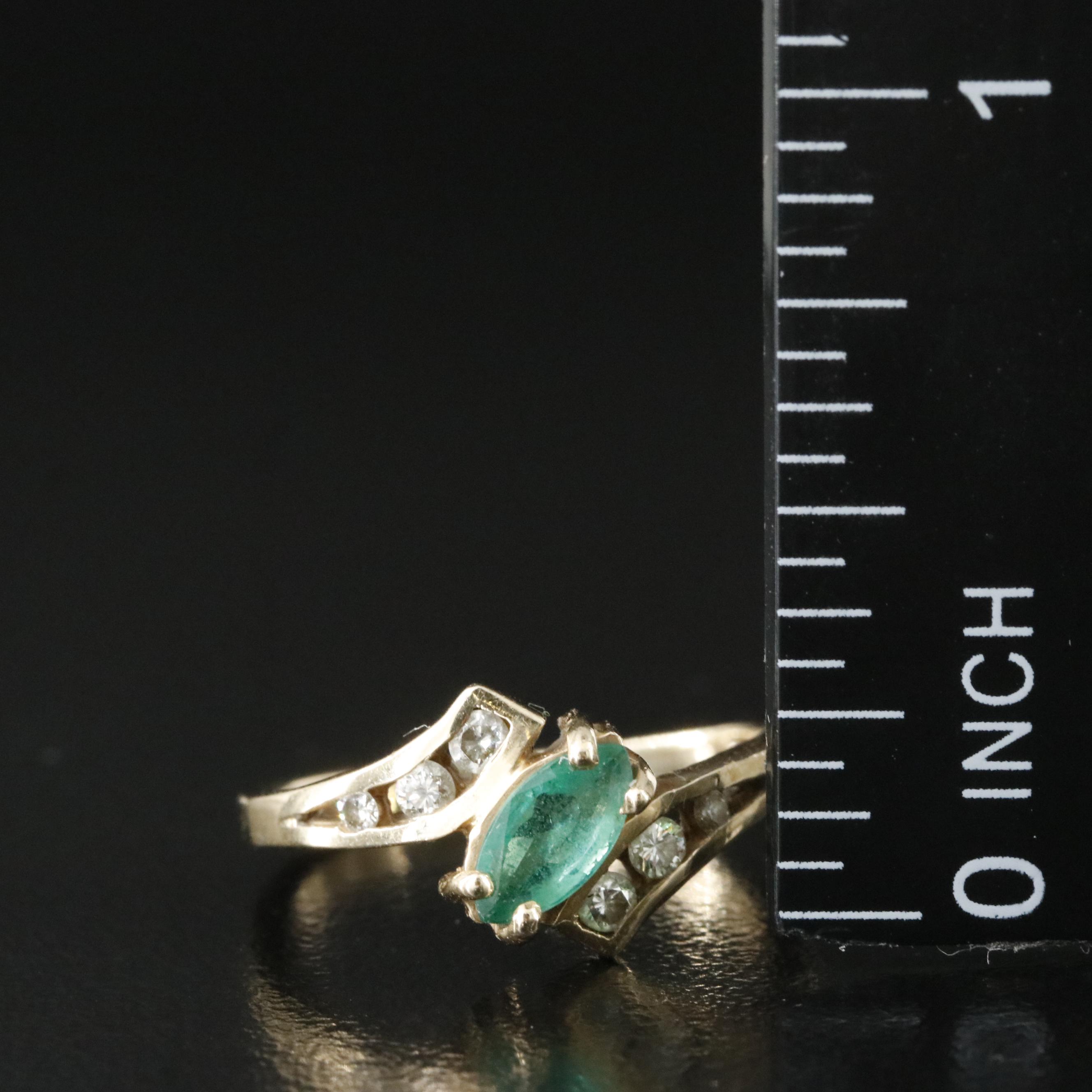 14K Emerald and Diamond Ring