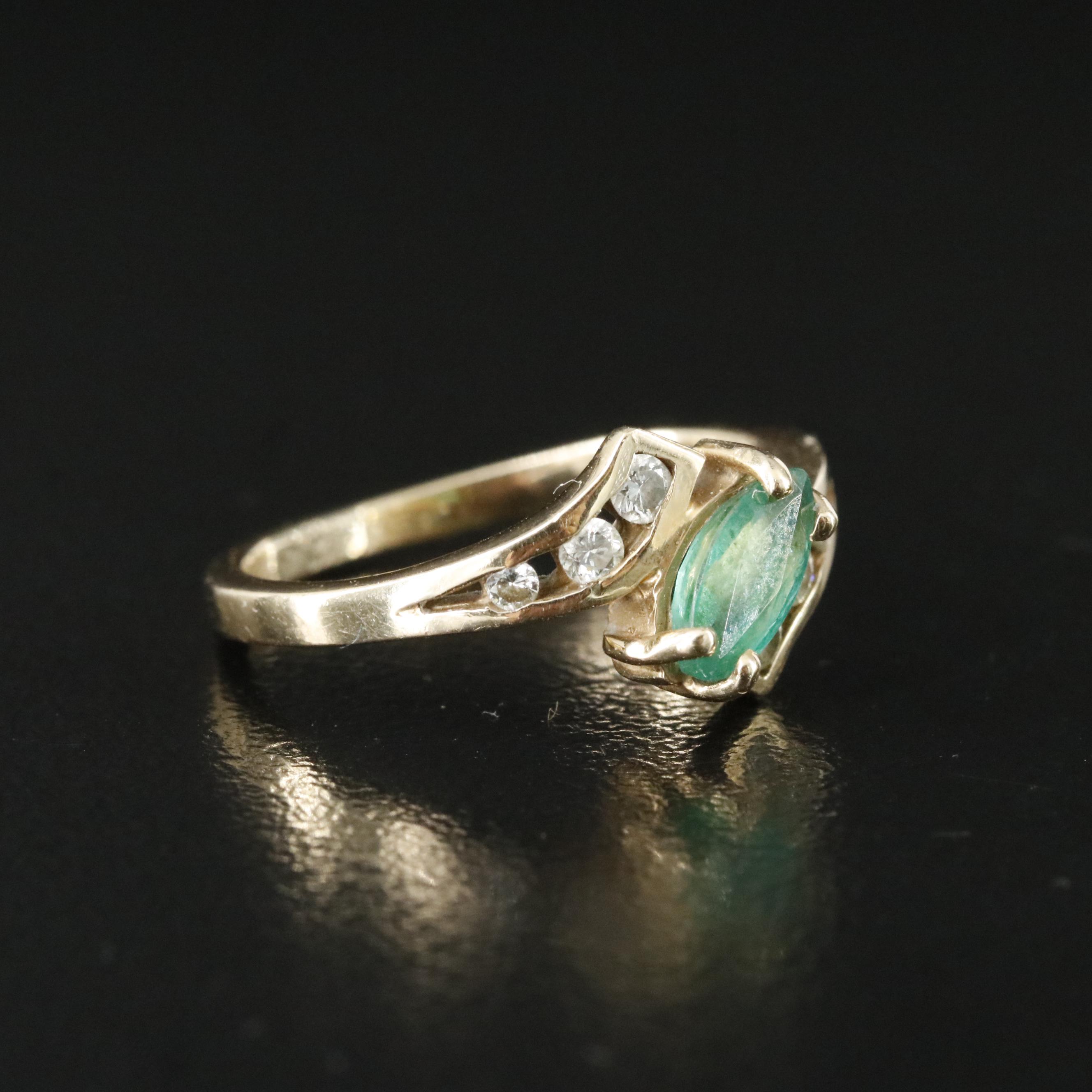 14K Emerald and Diamond Ring