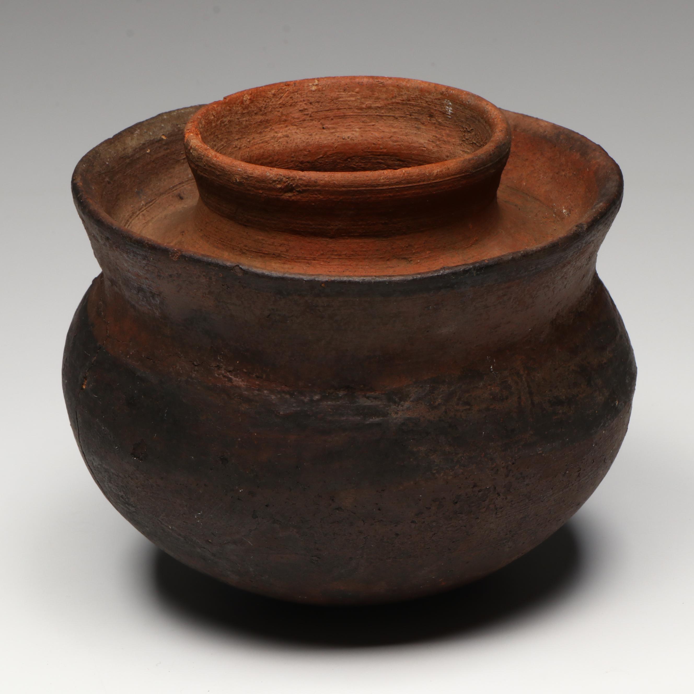 Pre-Columbian Colima Seated Figure with Ladle and Jar