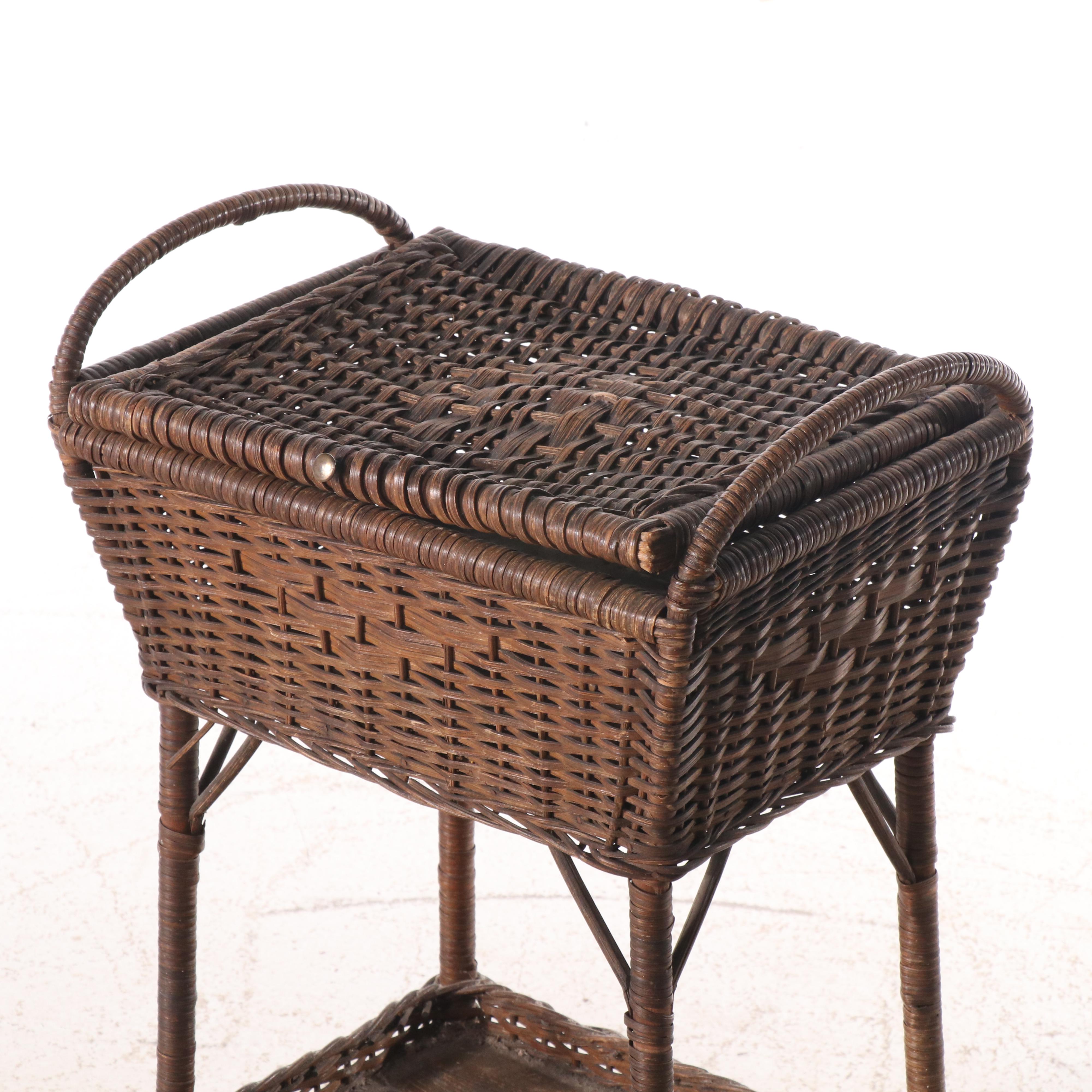 Victorian Style Wicker Sewing Basket, Late 19th/Early 20th Century
