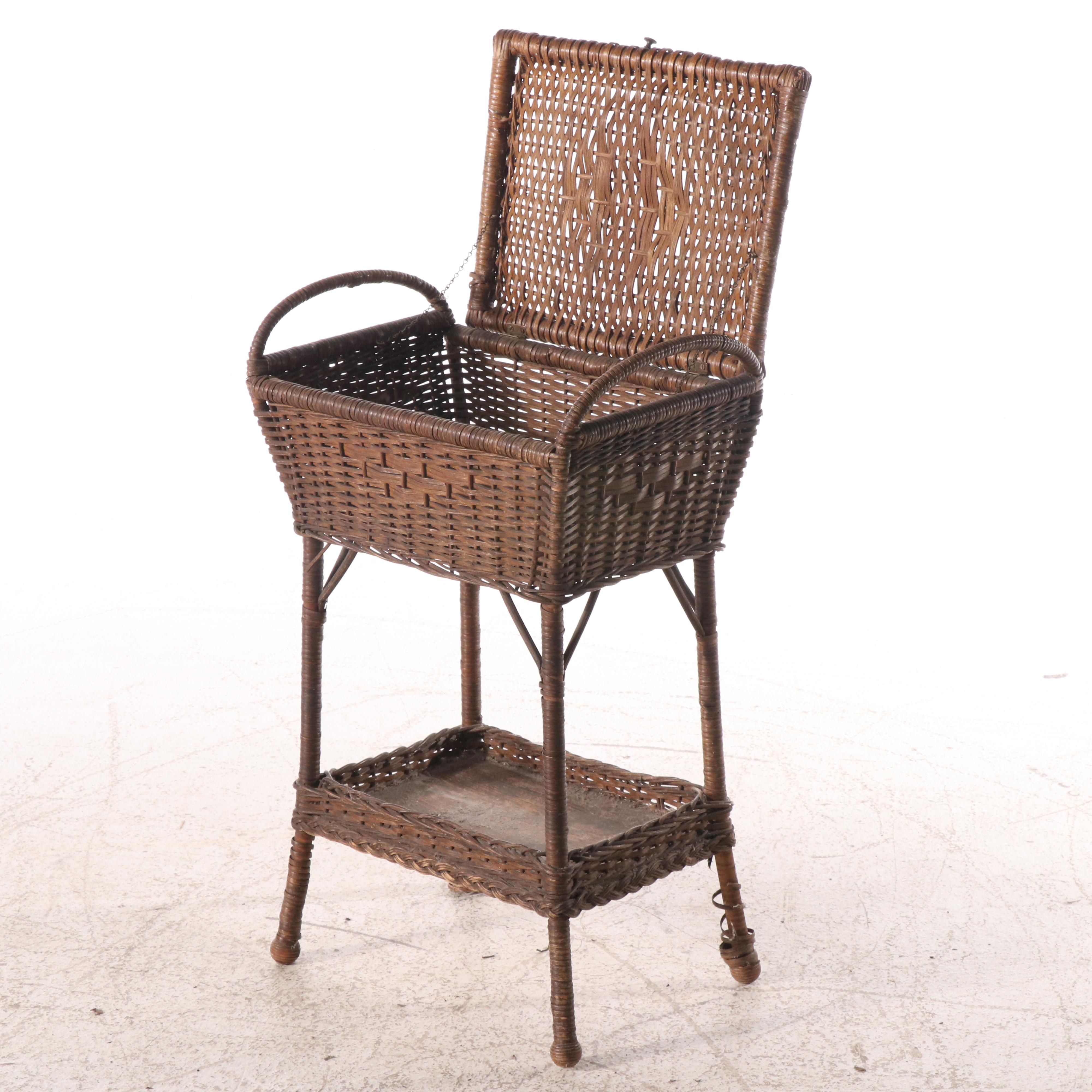 Victorian Style Wicker Sewing Basket, Late 19th/Early 20th Century