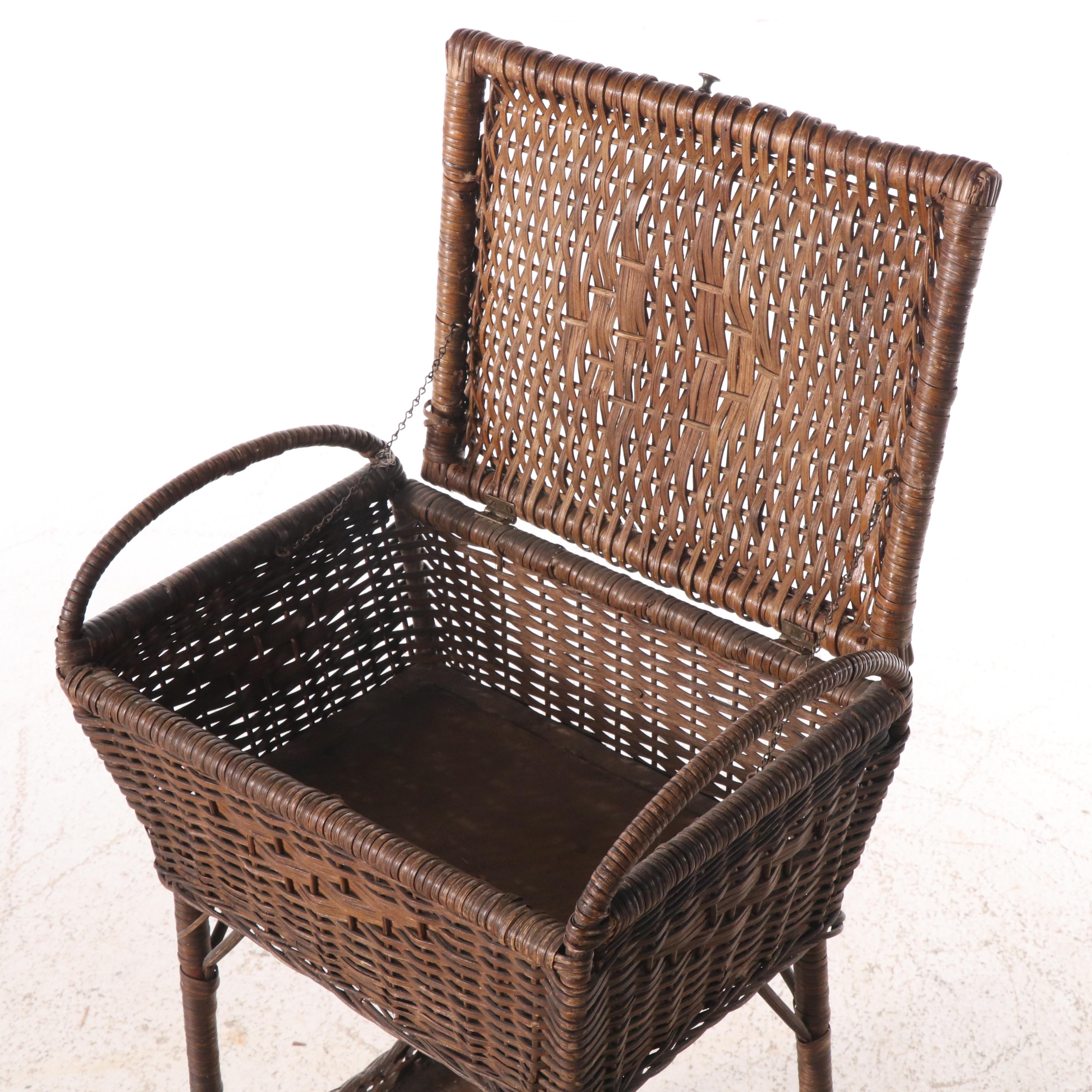Victorian Style Wicker Sewing Basket, Late 19th/Early 20th Century