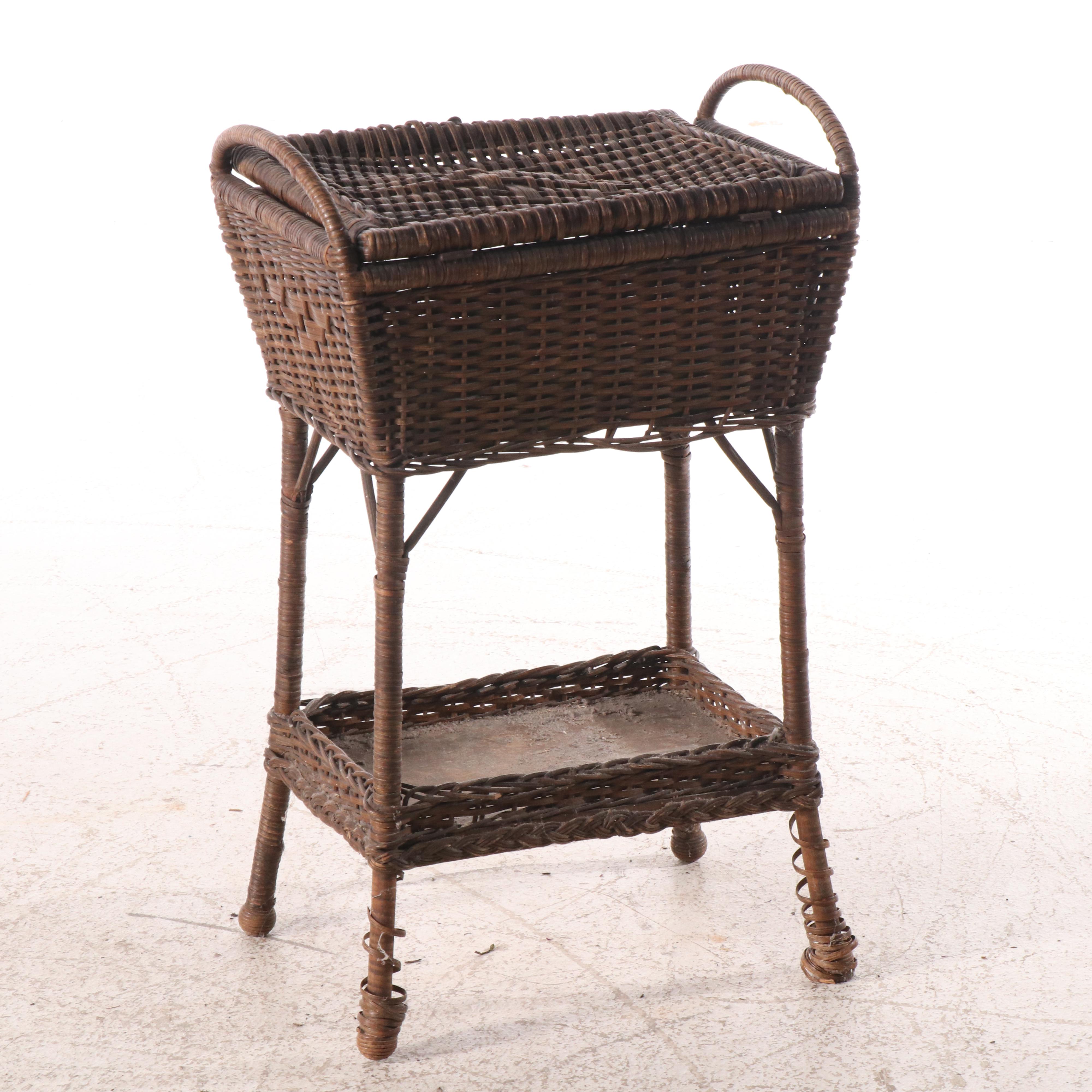 Victorian Style Wicker Sewing Basket, Late 19th/Early 20th Century