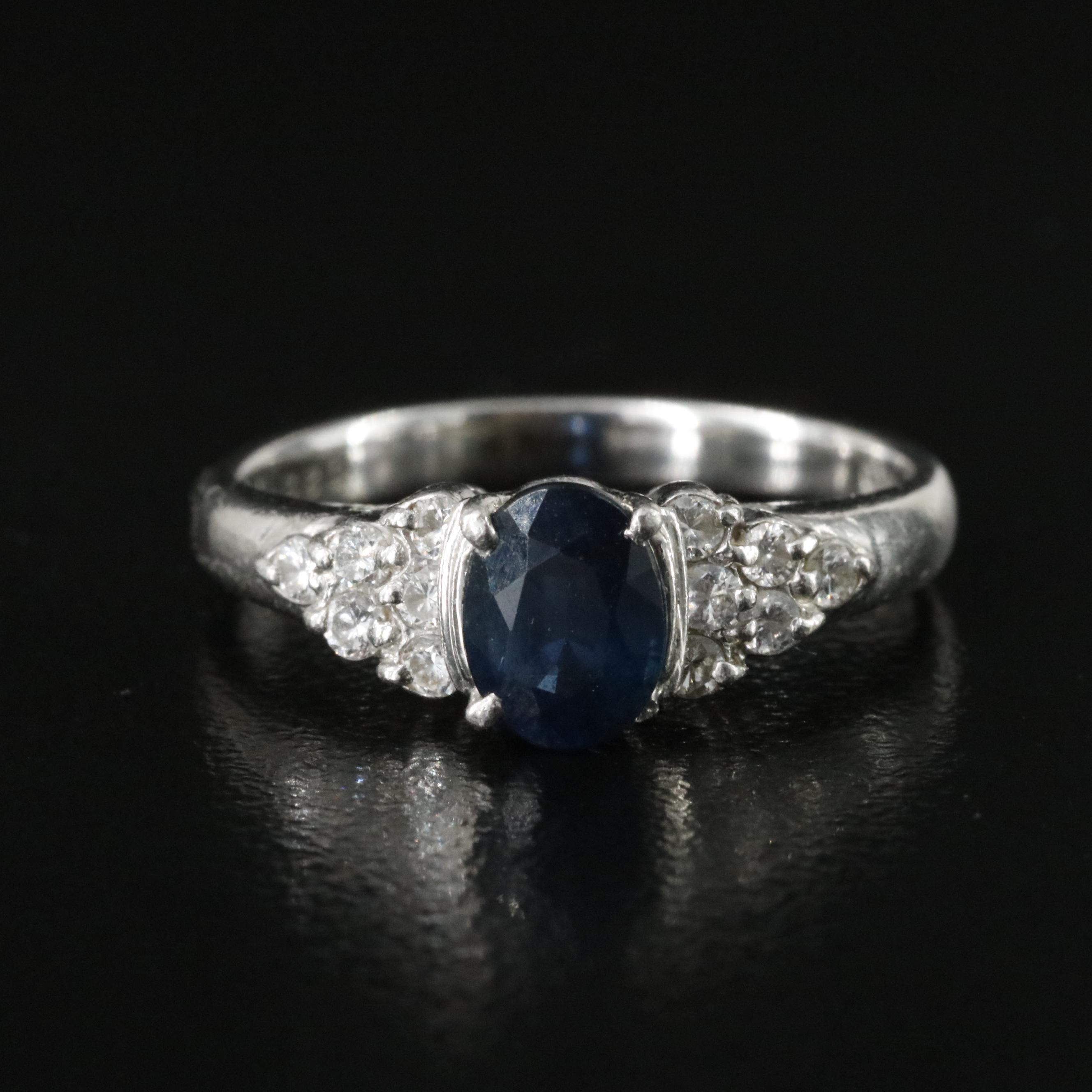 Platinum Sapphire and Diamond Ring