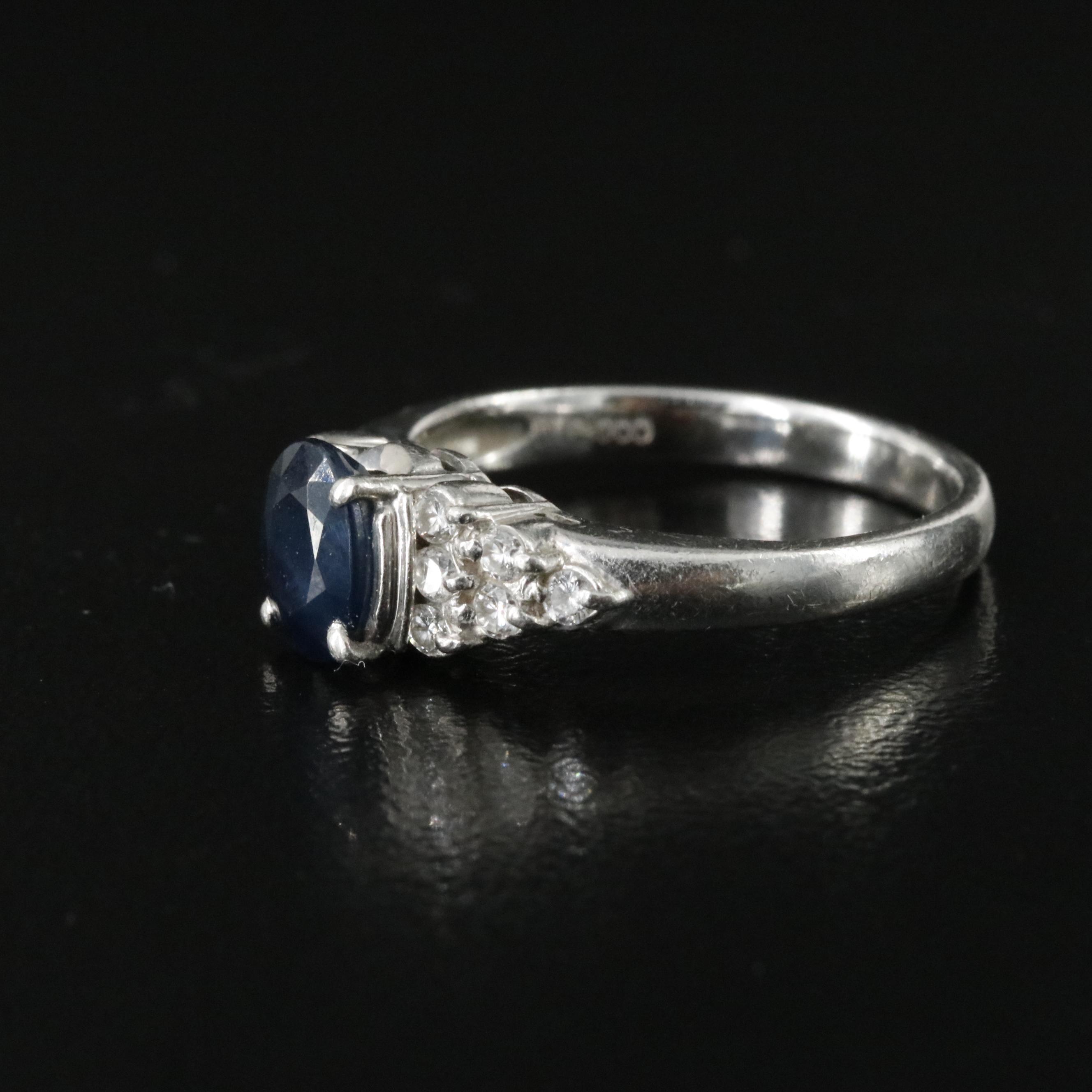 Platinum Sapphire and Diamond Ring
