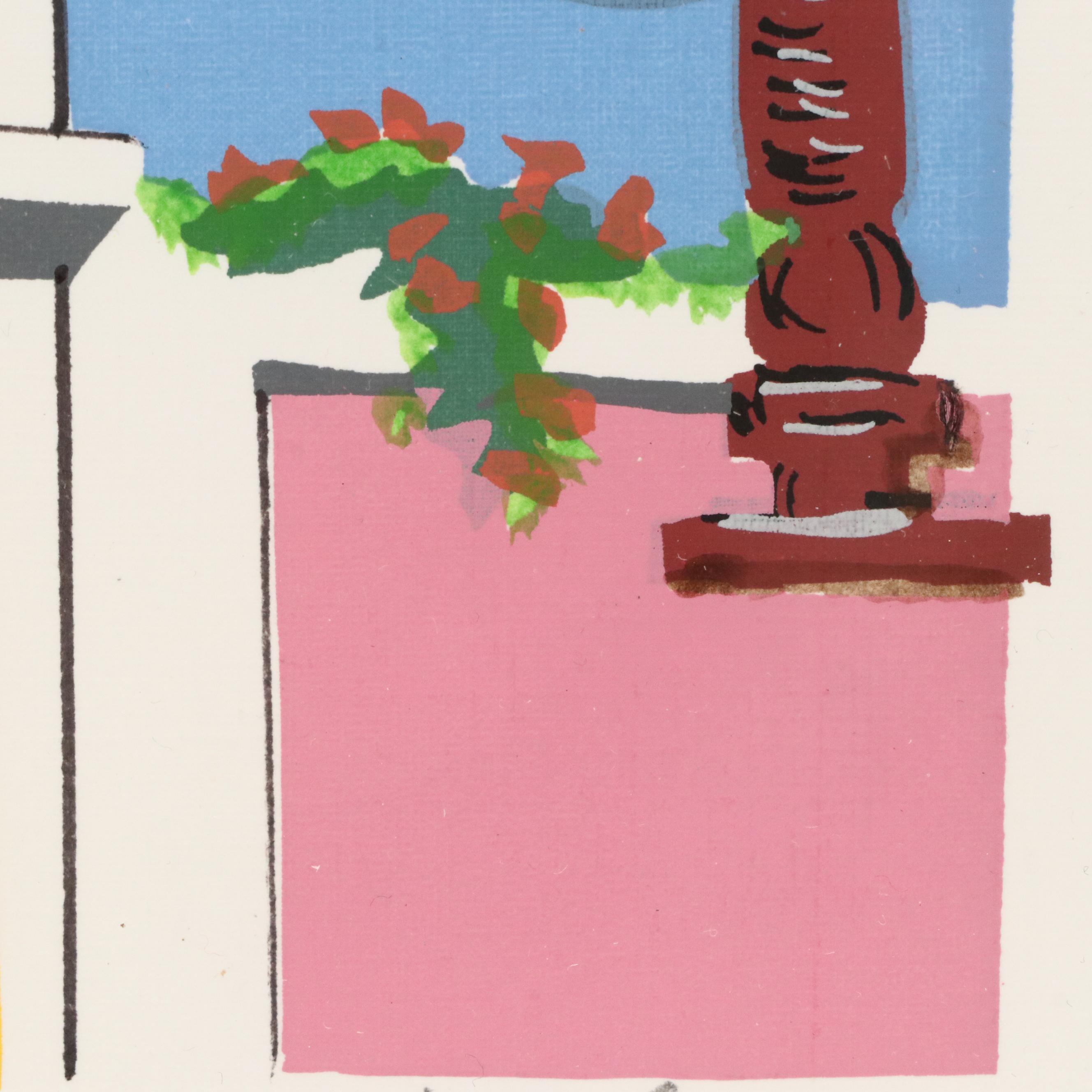 Wilfred Labiosa Serigraph of Parrot on Streetlamp