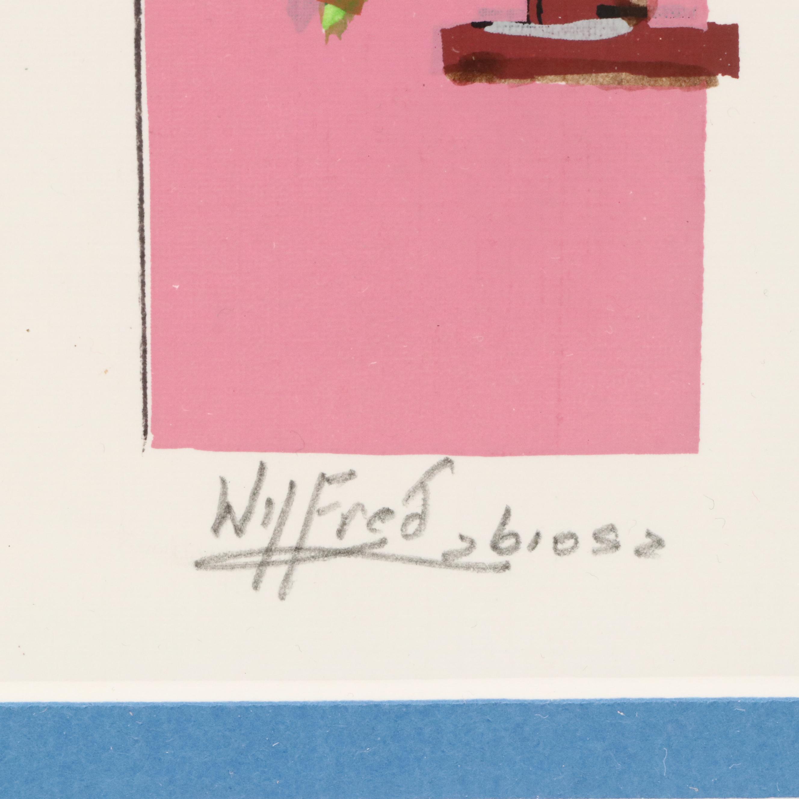 Wilfred Labiosa Serigraph of Parrot on Streetlamp