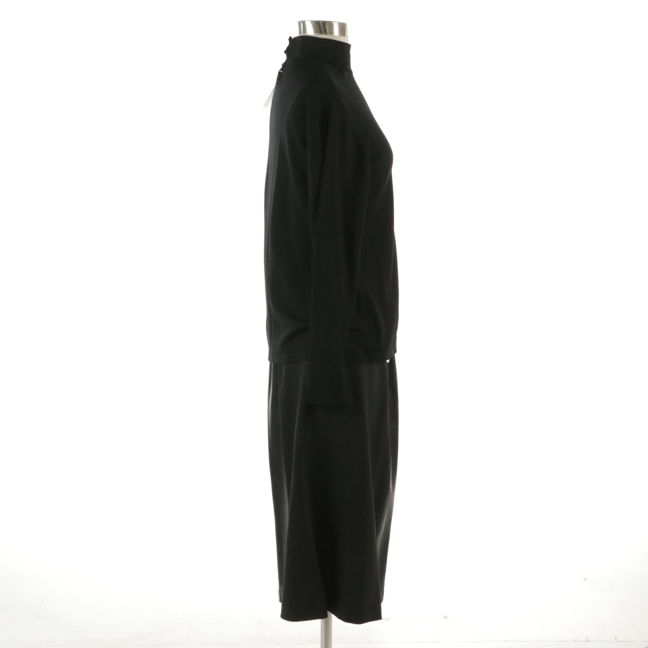 Escada Wool Blend Turtleneck with Wool Blend and Faux Leather Skirt with Tags