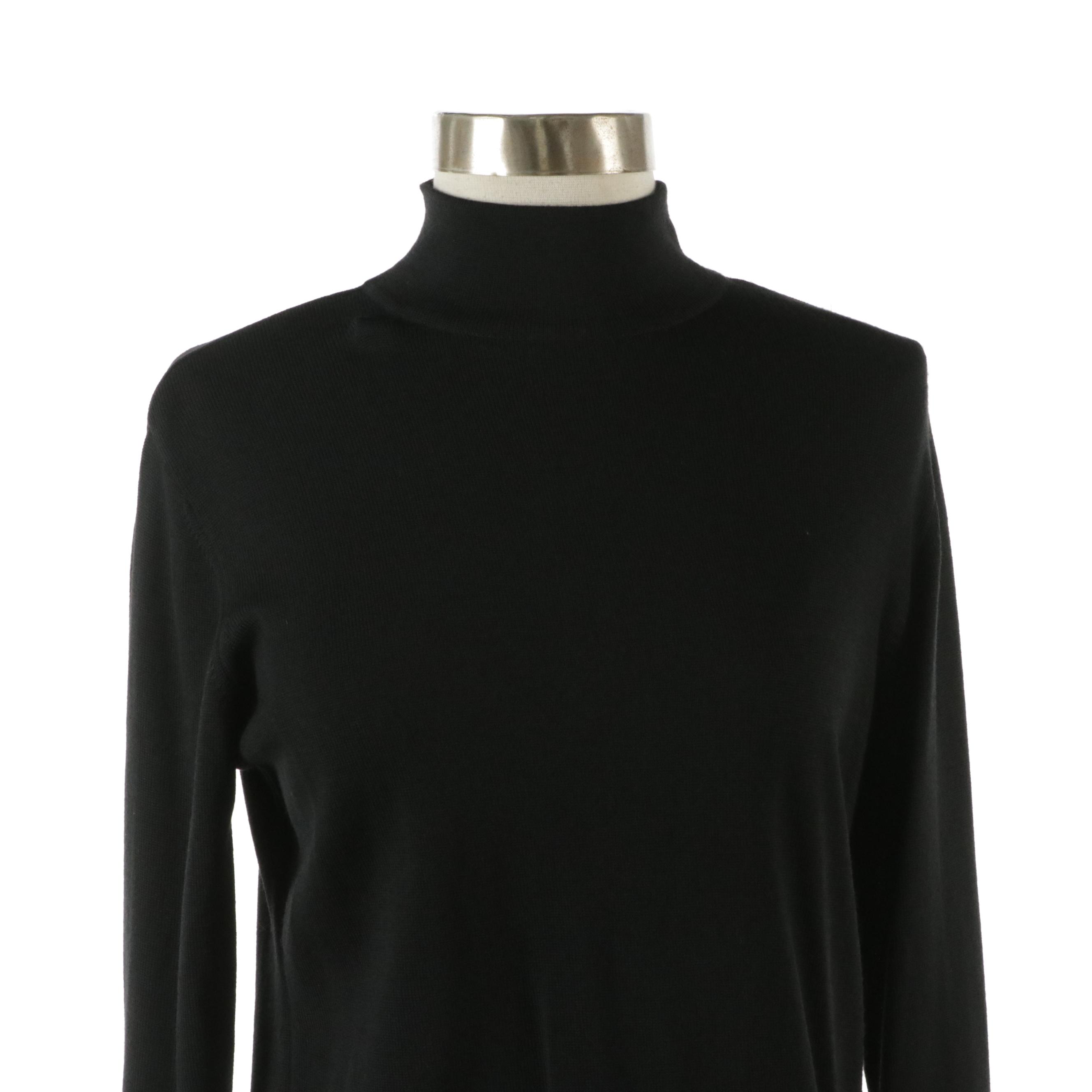 Escada Wool Blend Turtleneck with Wool Blend and Faux Leather Skirt with Tags