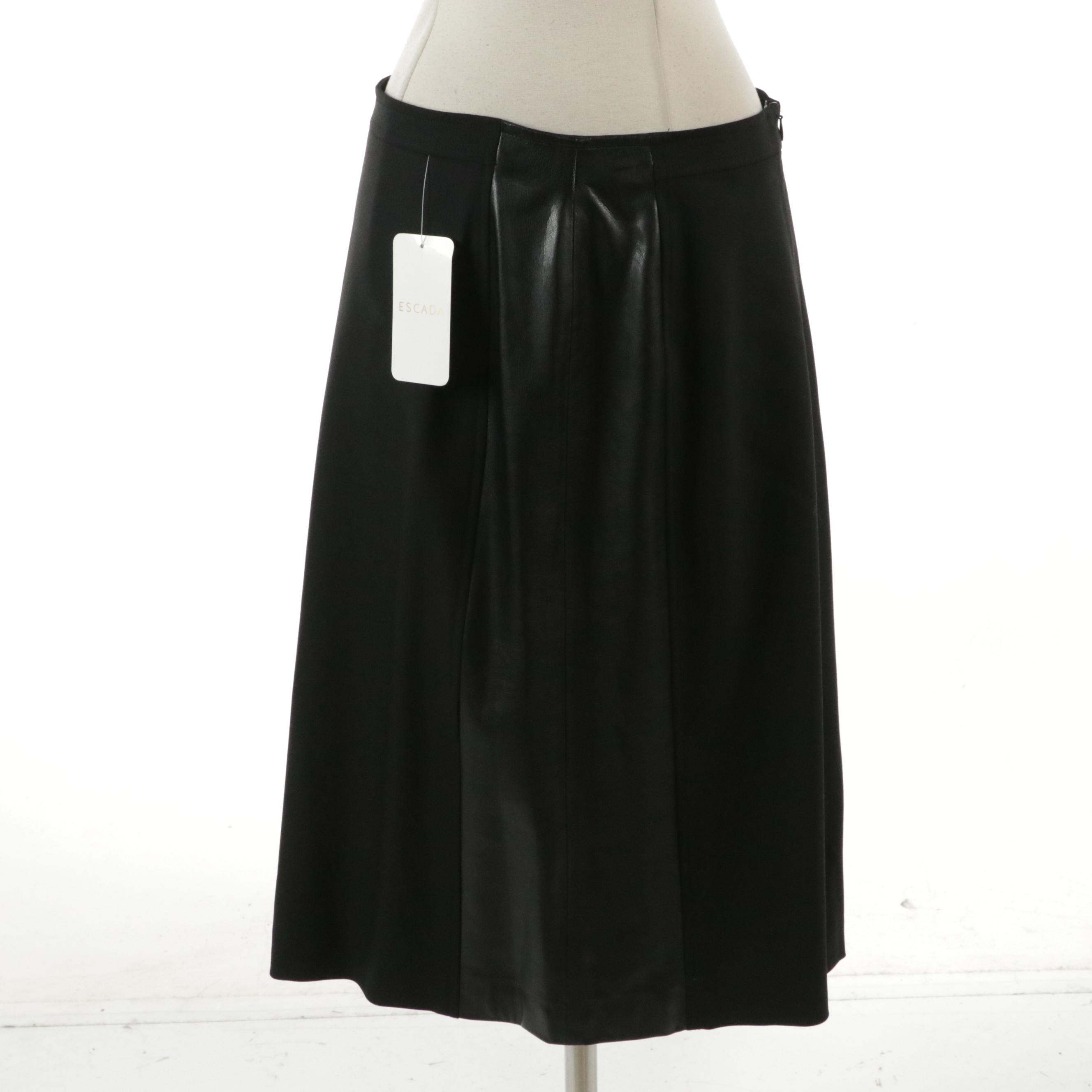Escada Wool Blend Turtleneck with Wool Blend and Faux Leather Skirt with Tags