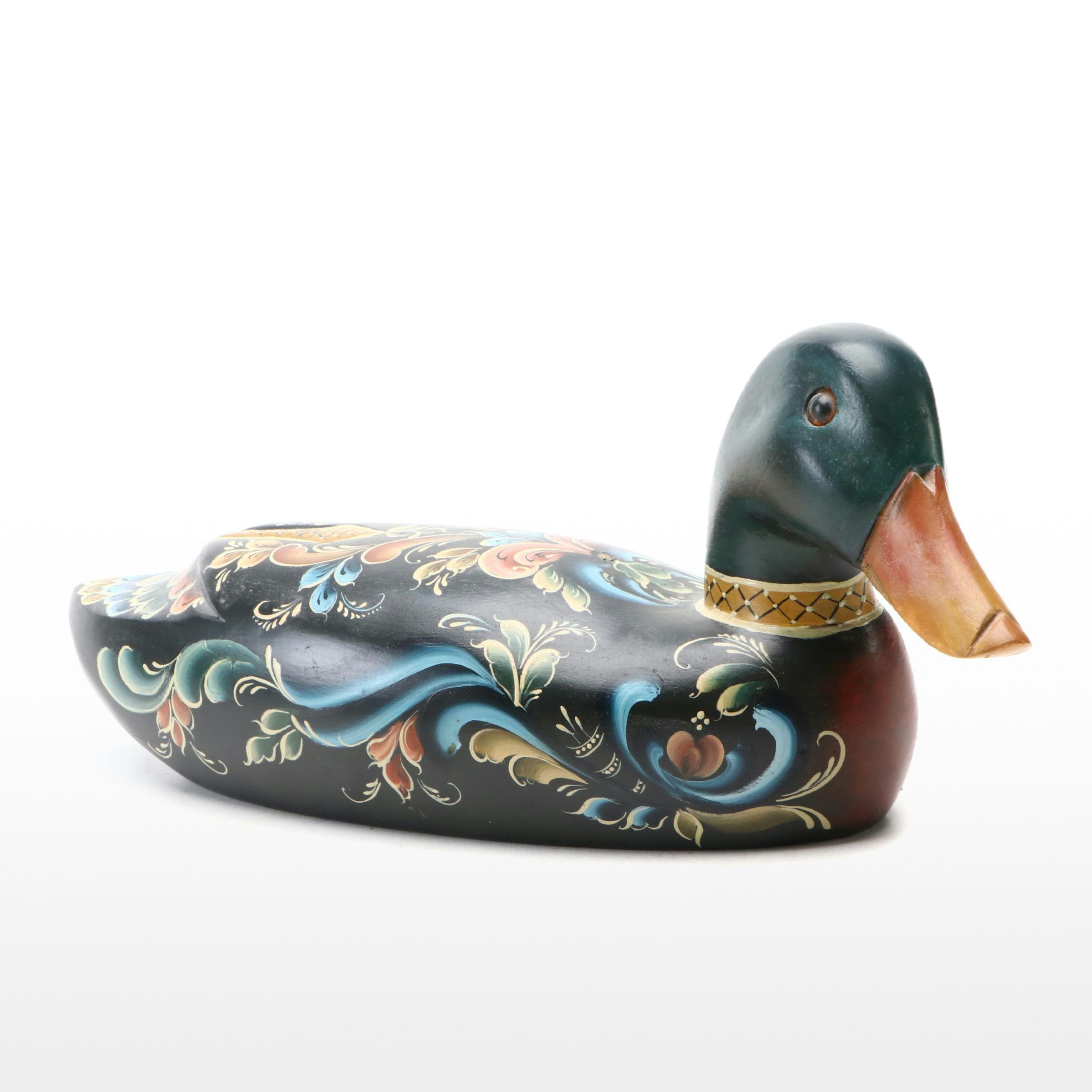 Connie Nelson Rosmaling Hand-Painted Duck Decoy