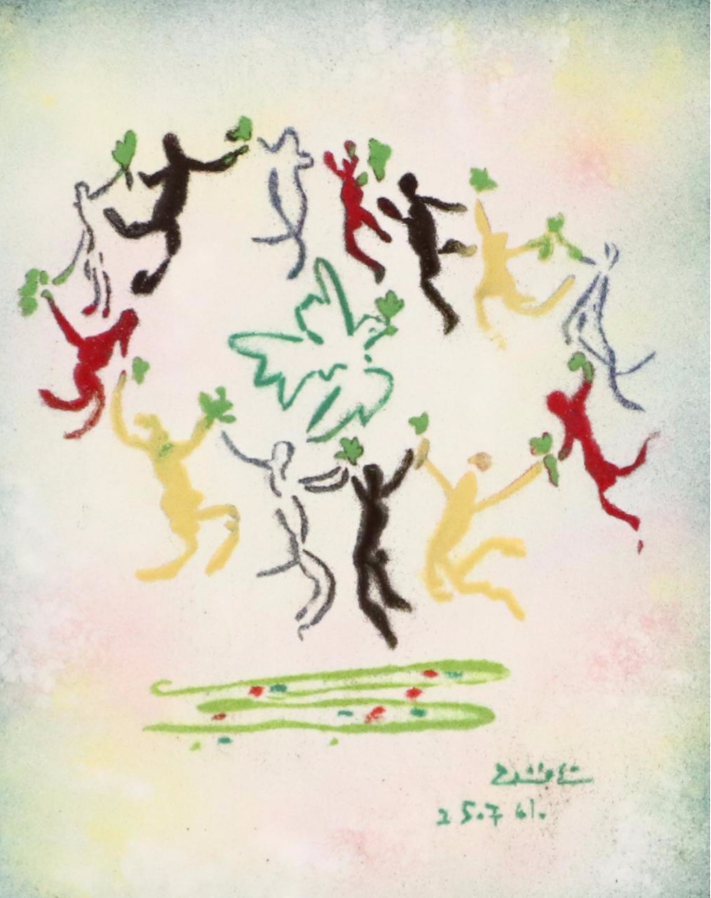 Embossed Enamel Painting After Pablo Picasso "La Ronde de la Jeunesse"