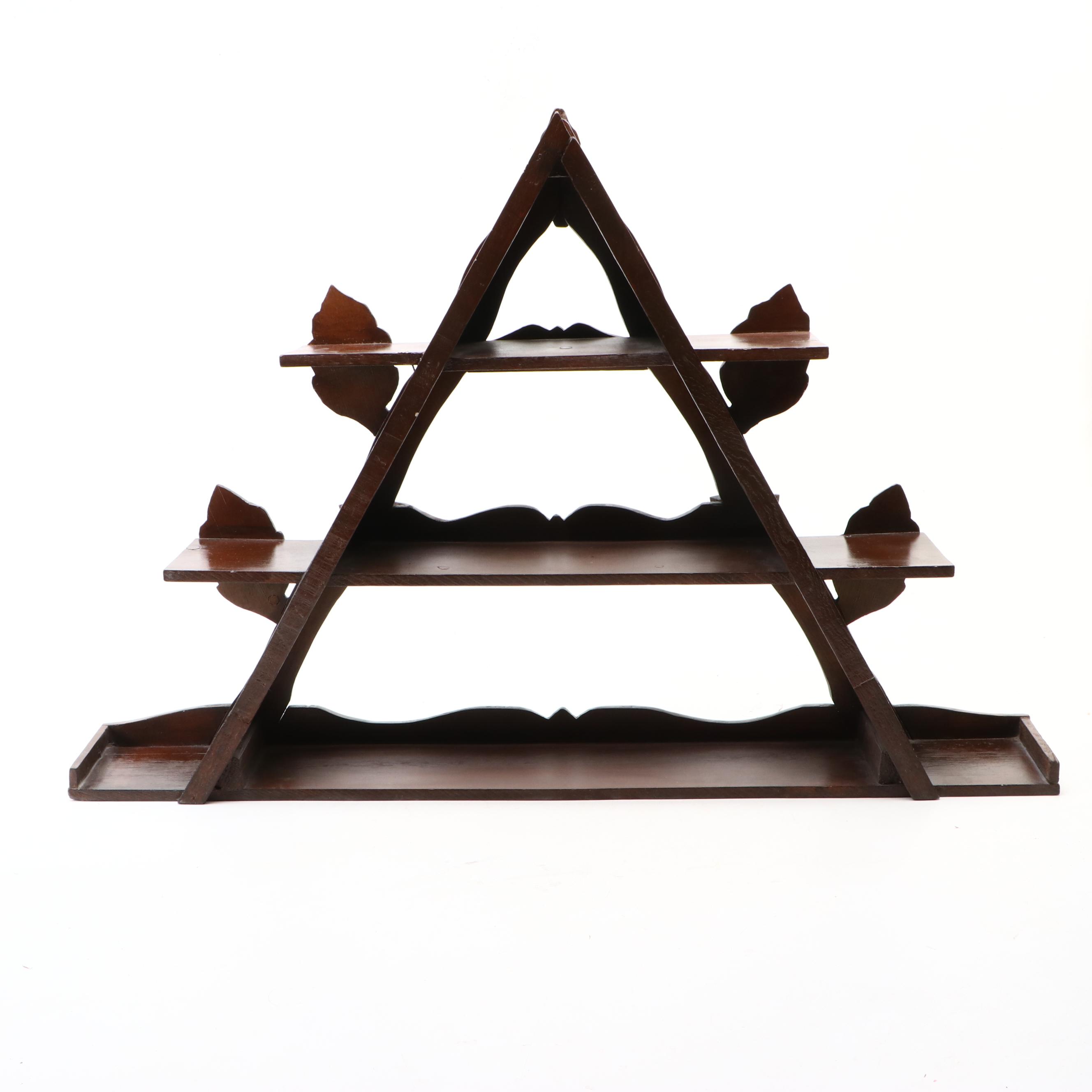 Rustic Style Carved Wooden Wall Shelves