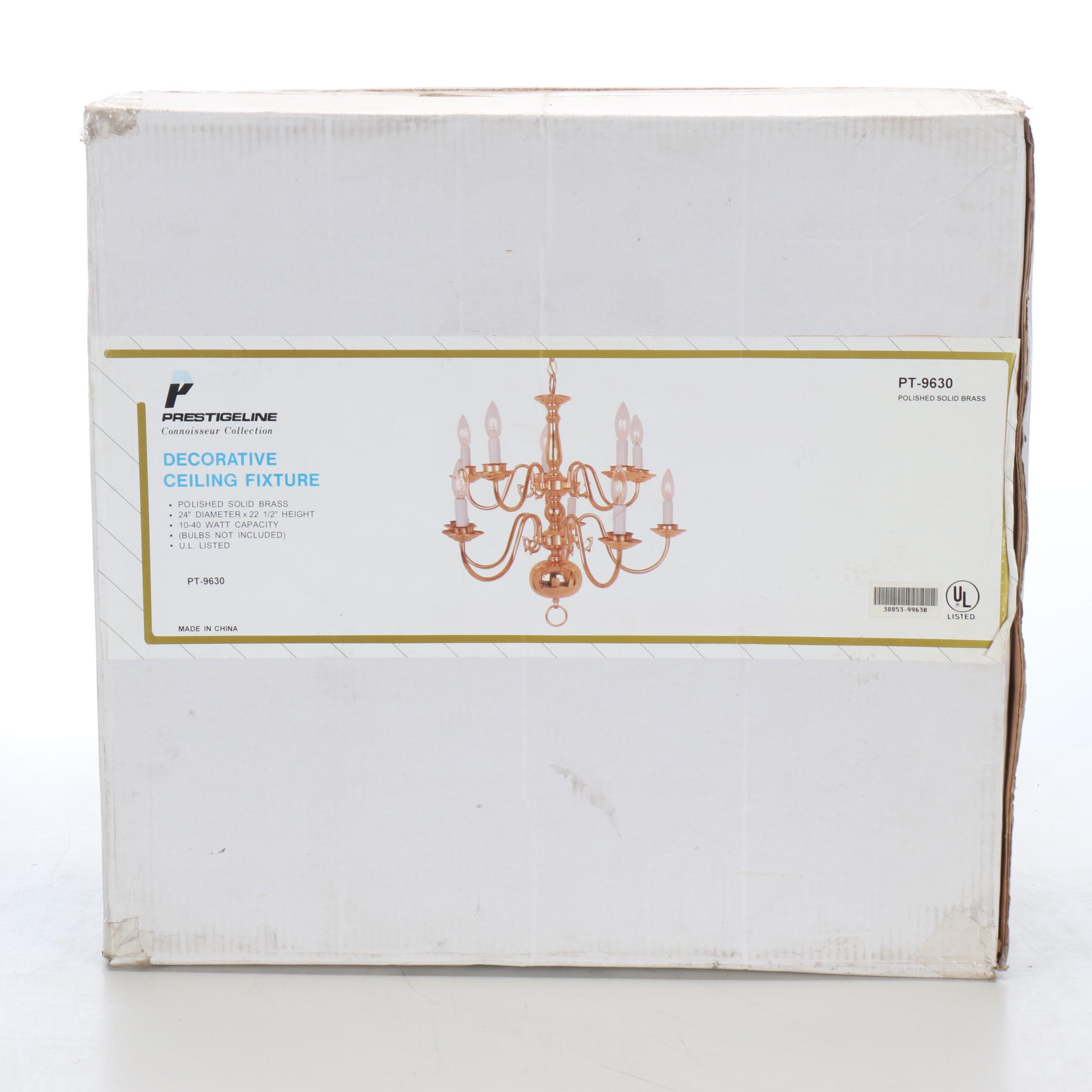 Prestigeline Dutch Baroque Polished Brass Ten-Arm Chandelier