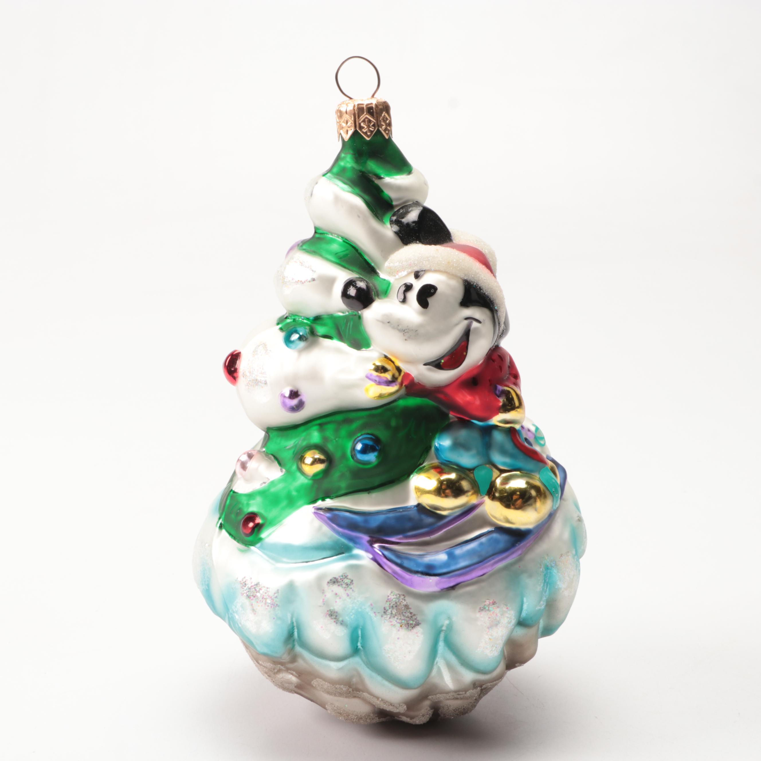 Christopher Radko "Downhill Mickey" and More Mold-Blown Glass Ornaments
