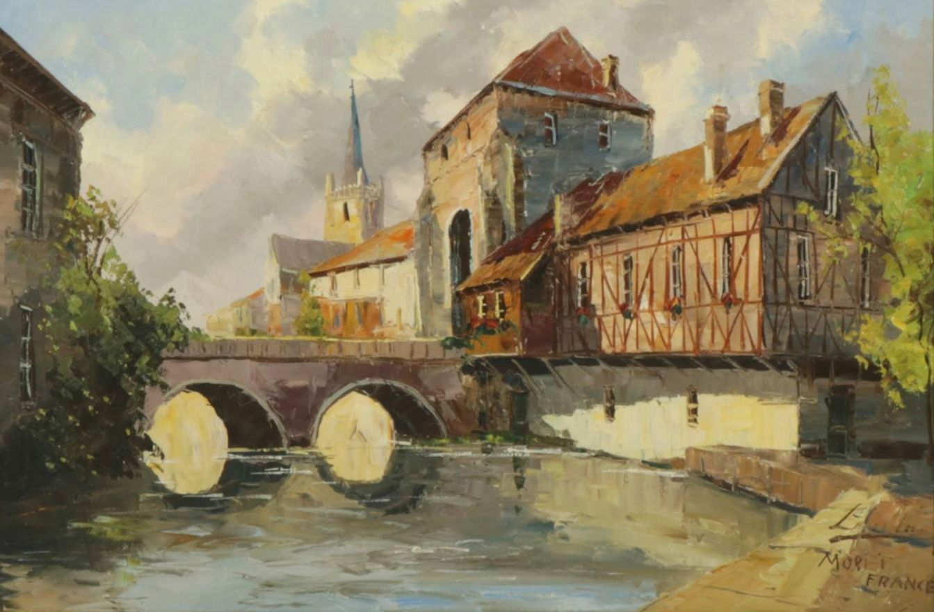 Bernard Laarhoven Oil Painting "Moret, France", Late 20th Century