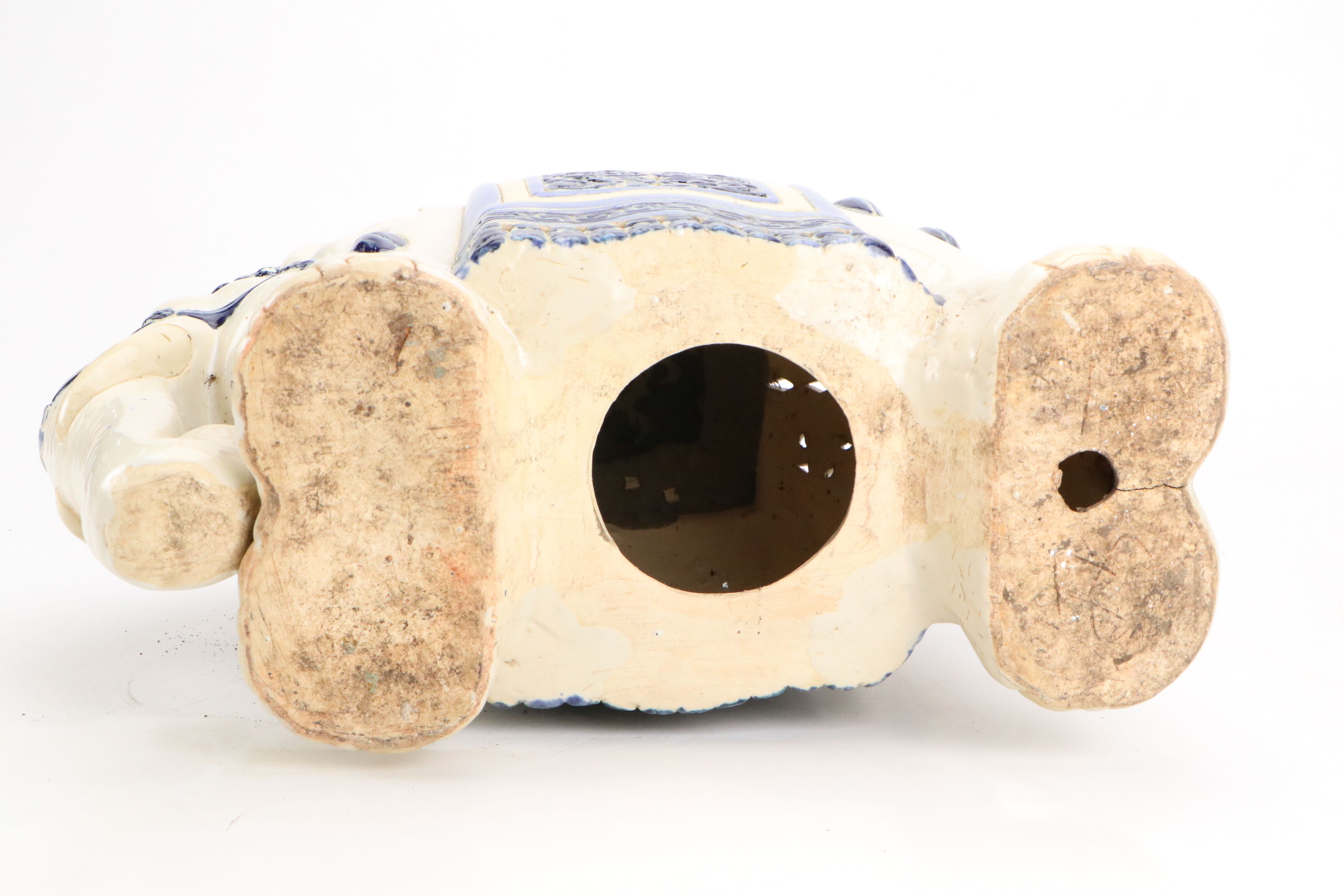 Indo-Persian Style Reticulated Ceramic Elephant Garden Seat