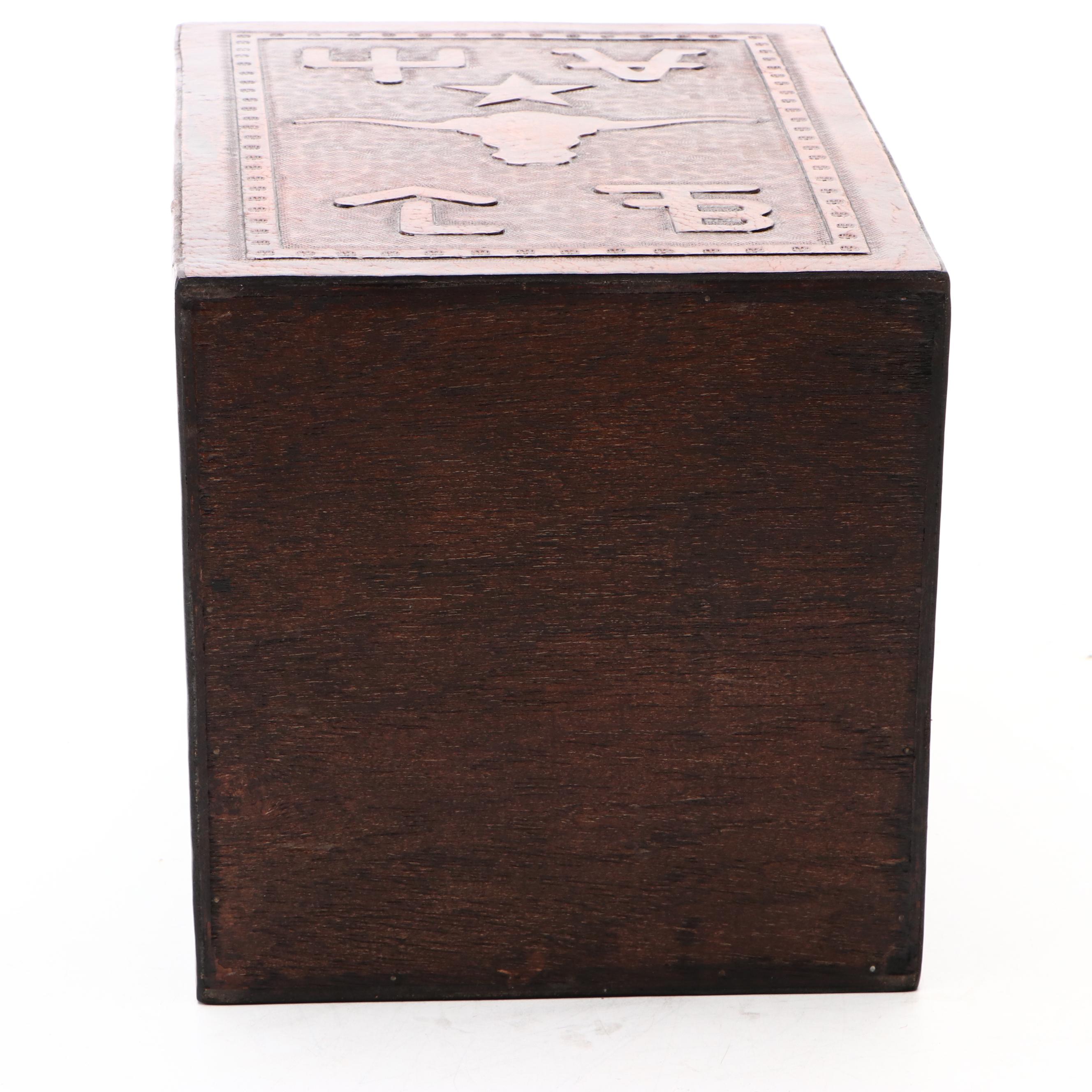 Southwestern Style Wooden and Leather Longhorn Umbrella Stand