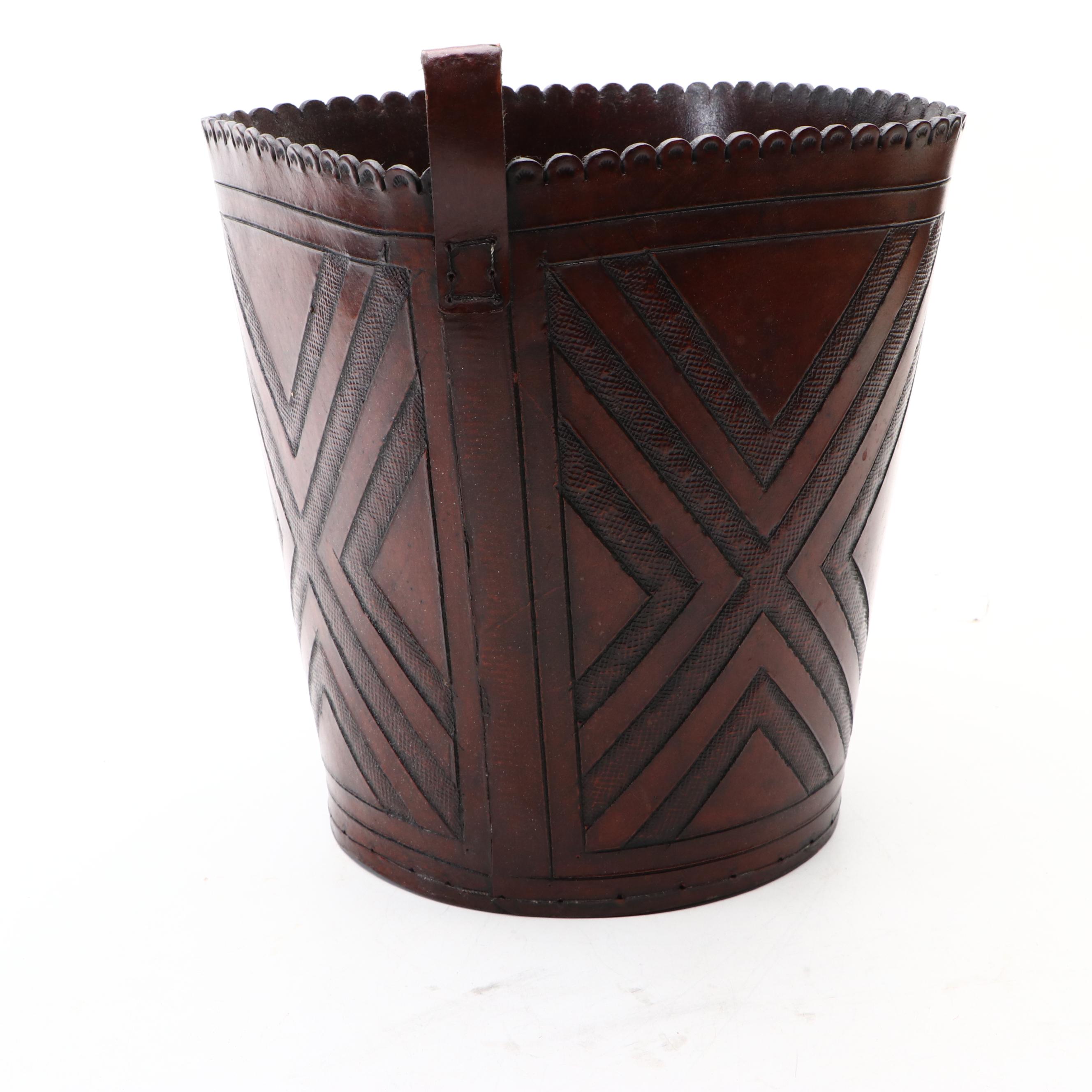 Southwestern Style Wooden and Leather Longhorn Umbrella Stand