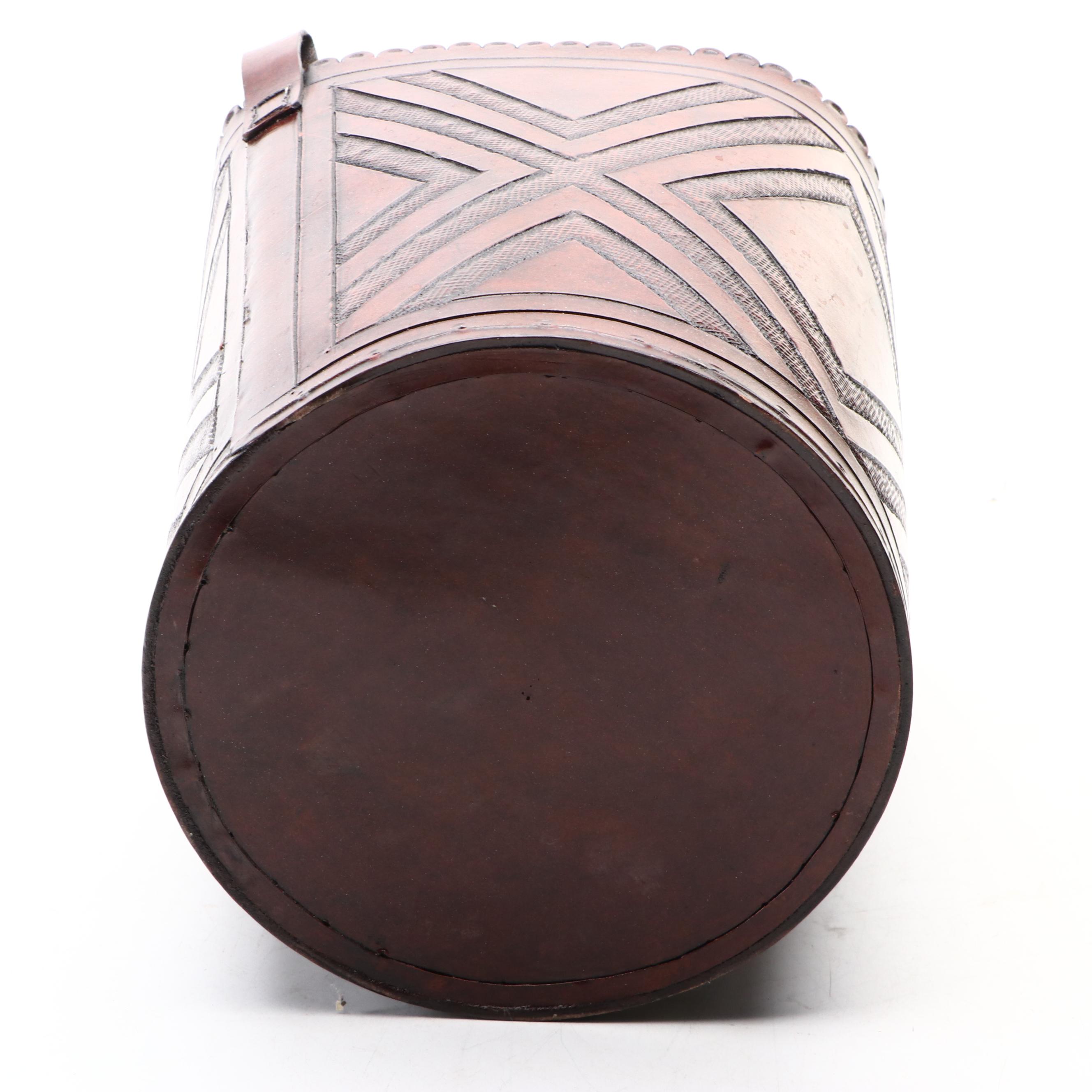 Southwestern Style Wooden and Leather Longhorn Umbrella Stand