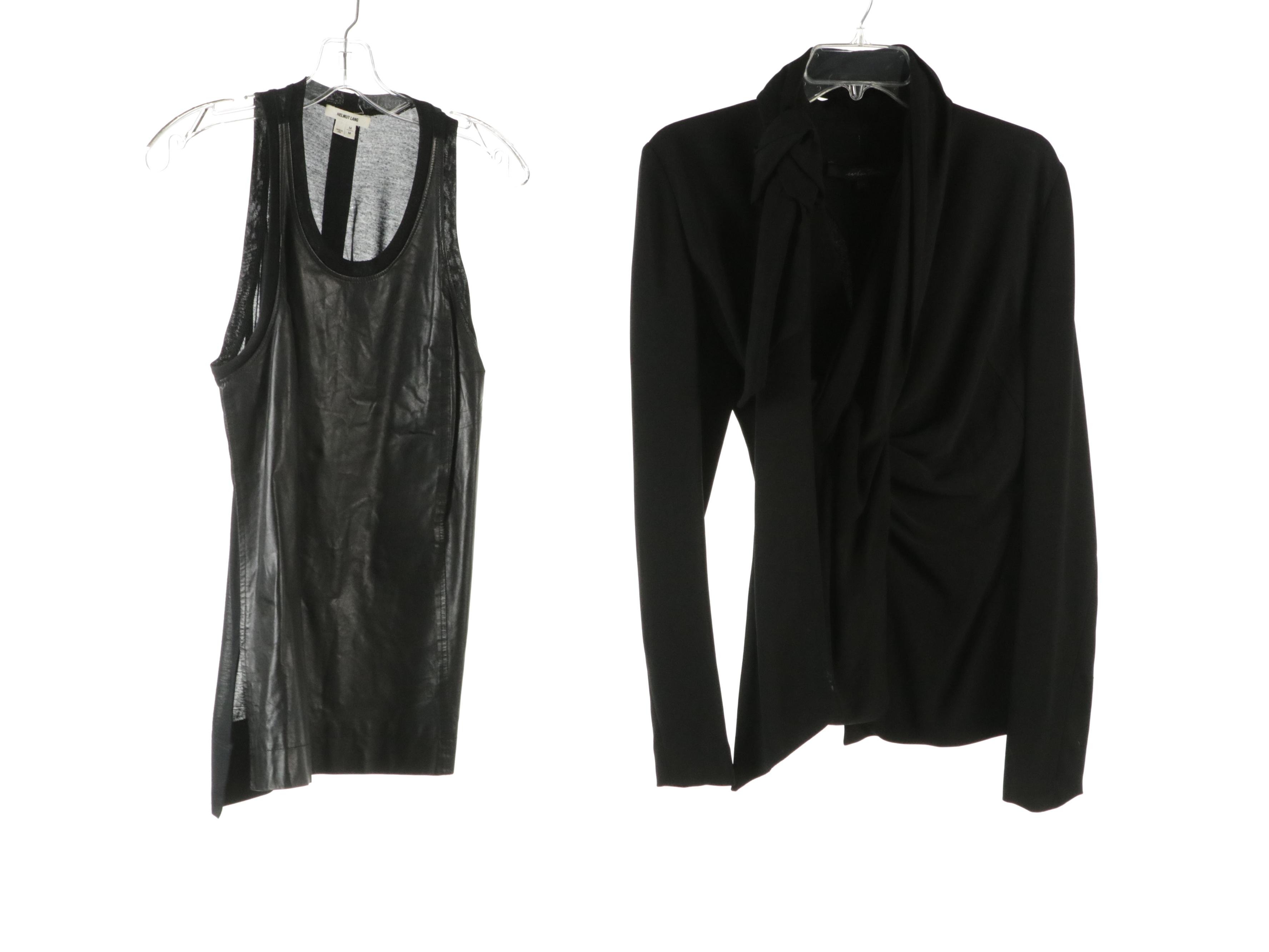 Vince White Linen Maxi Shirt Dress & Midi Skirt, Helmut Lang Leather & Other Top