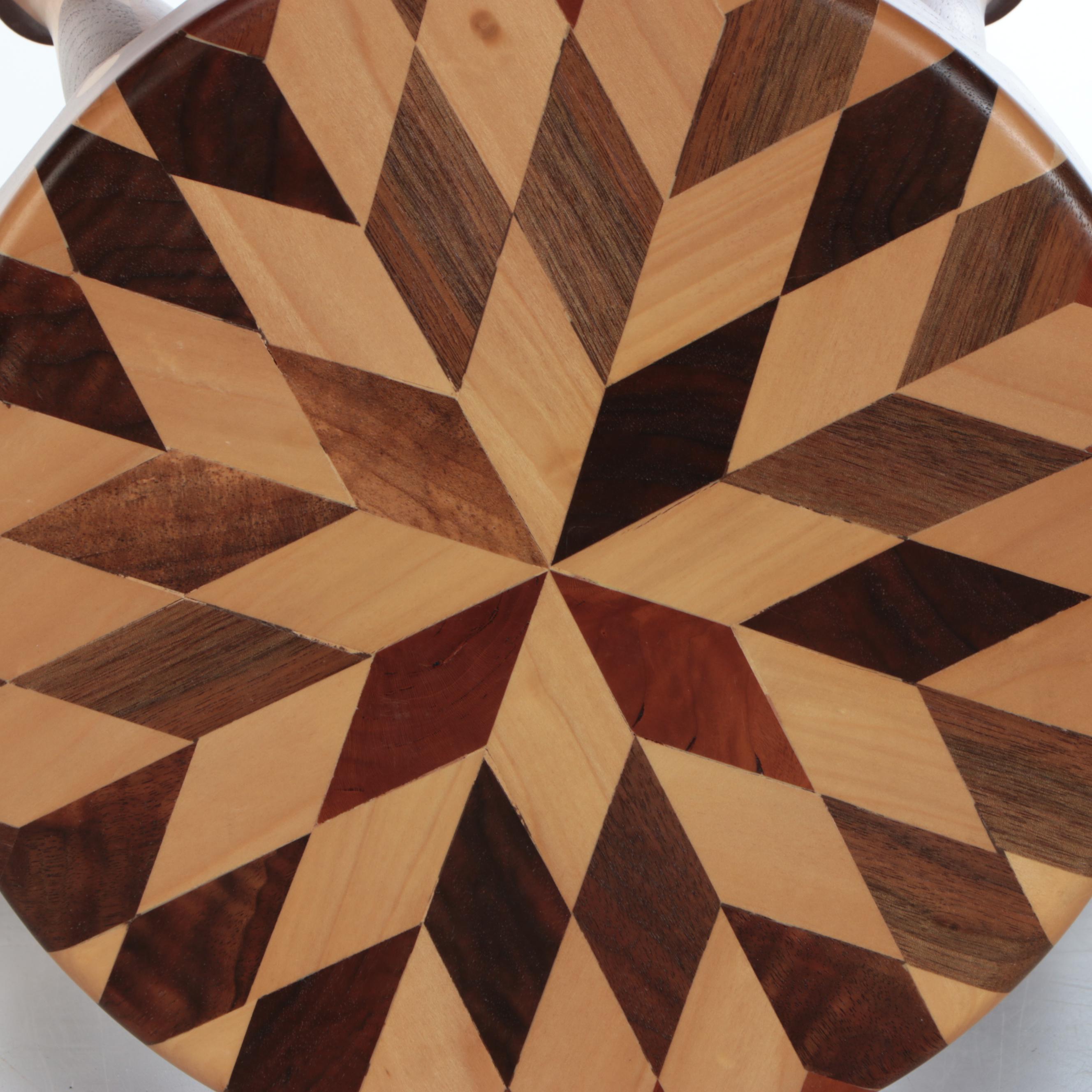 Folk Art Segmented and Turned Wood Stool