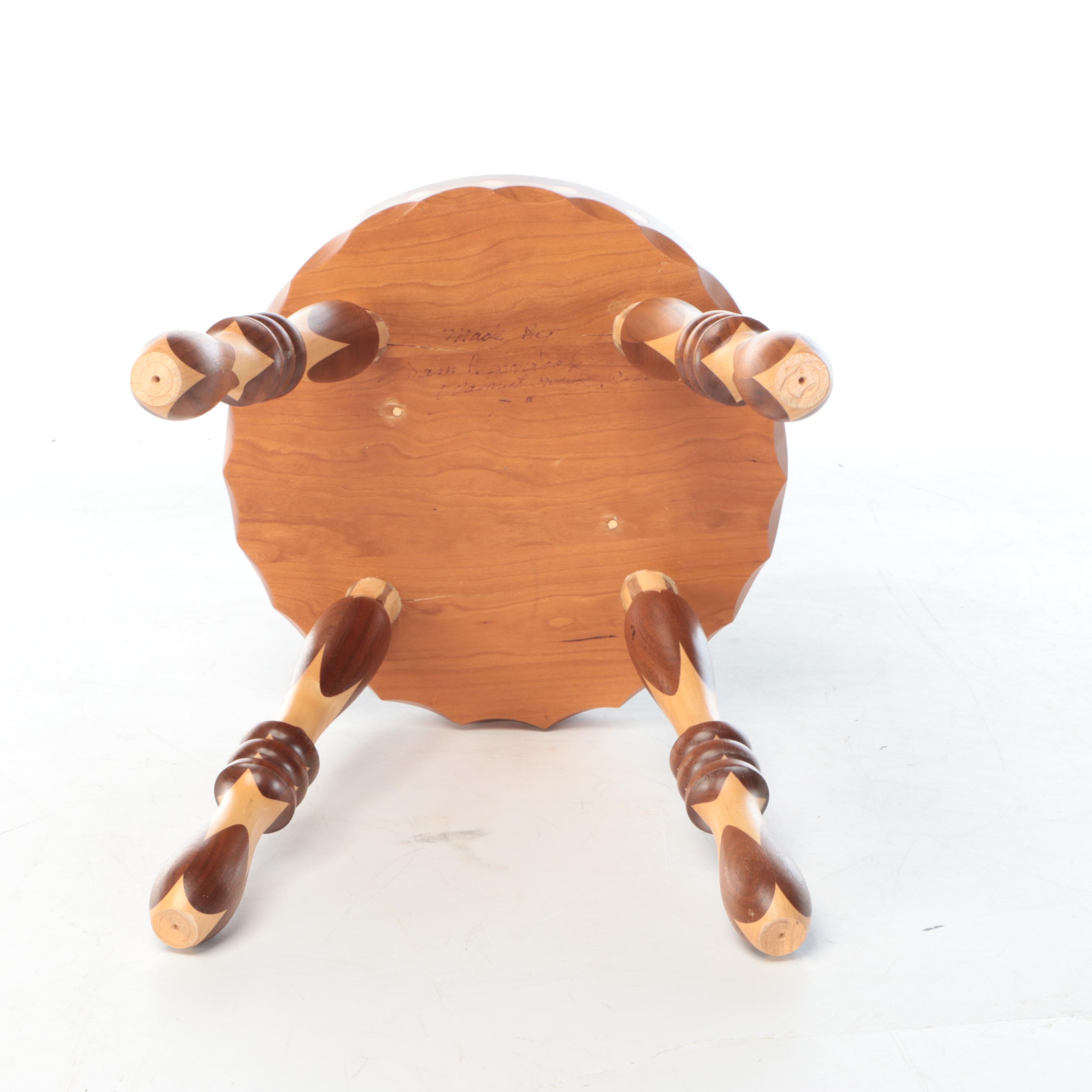 Folk Art Segmented and Turned Wood Stool