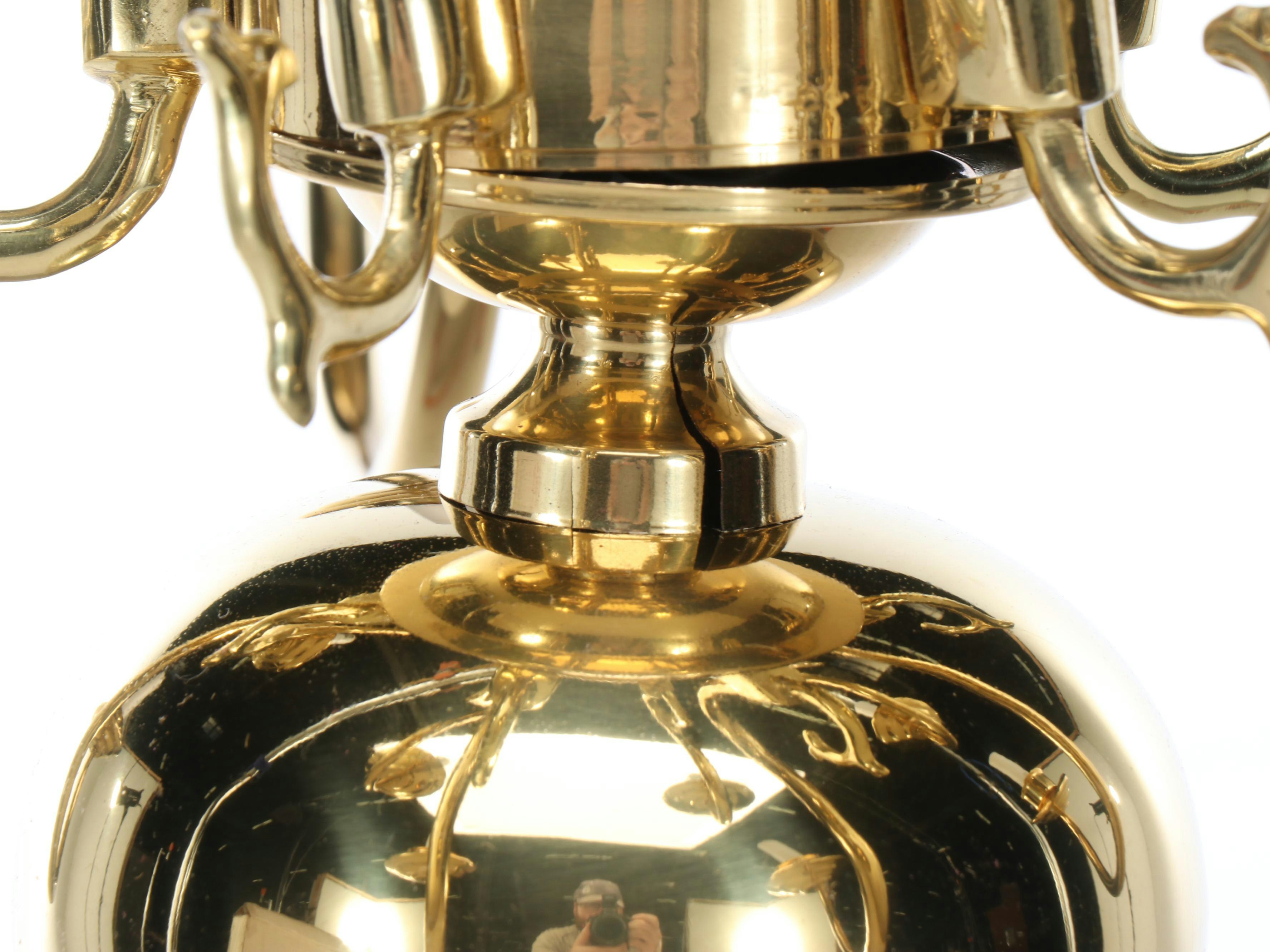 Prestigeline Dutch Baroque Polished Brass Ten-Arm Chandelier