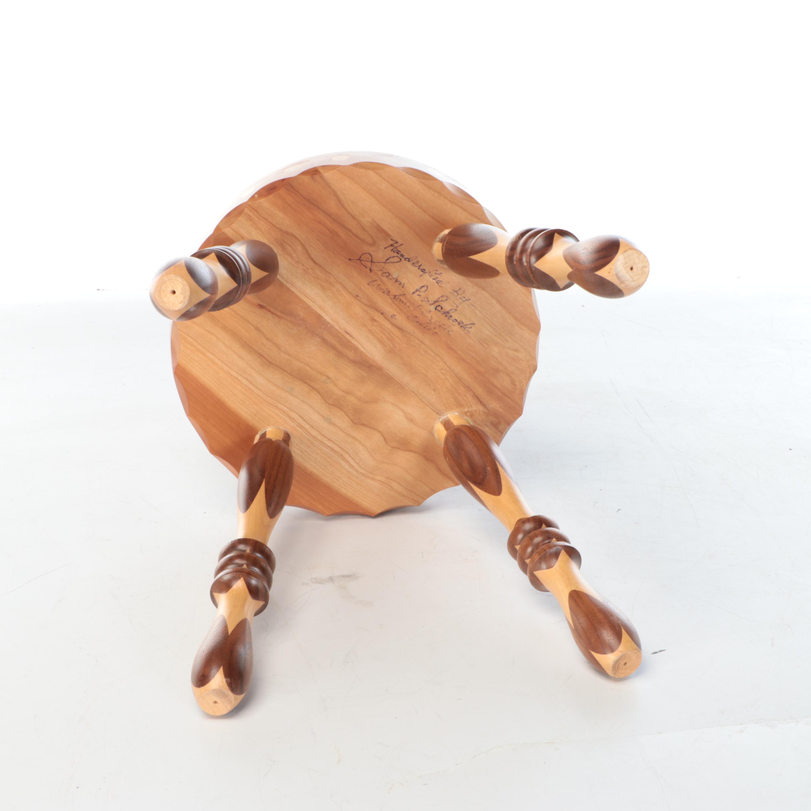 Folk Art Segmented and Turned Wood Stool