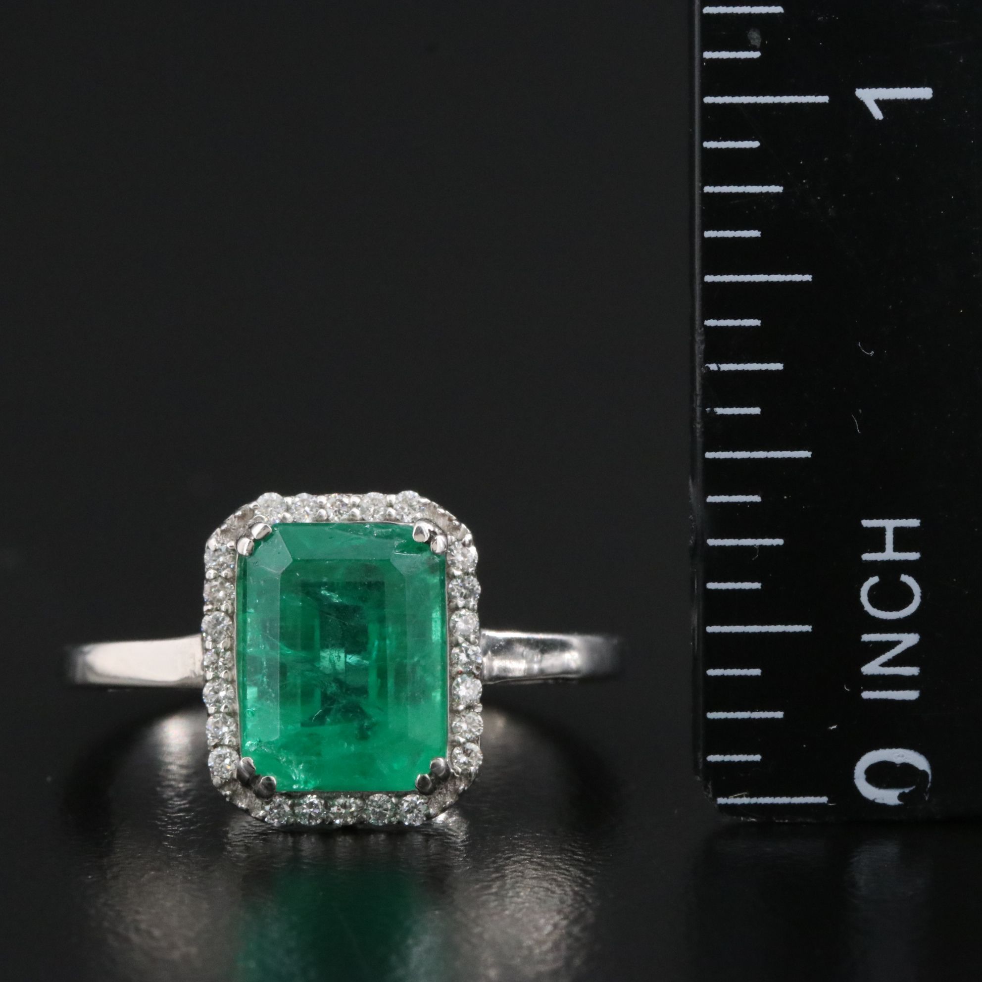 Platinum 3.65 CT Emerald and Diamond Ring